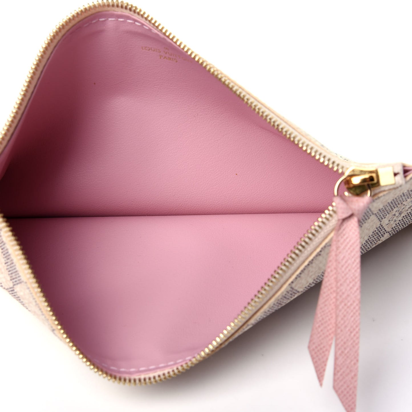 Damier Azur Pochette Felicie Chain Wallet Rose Ballerine