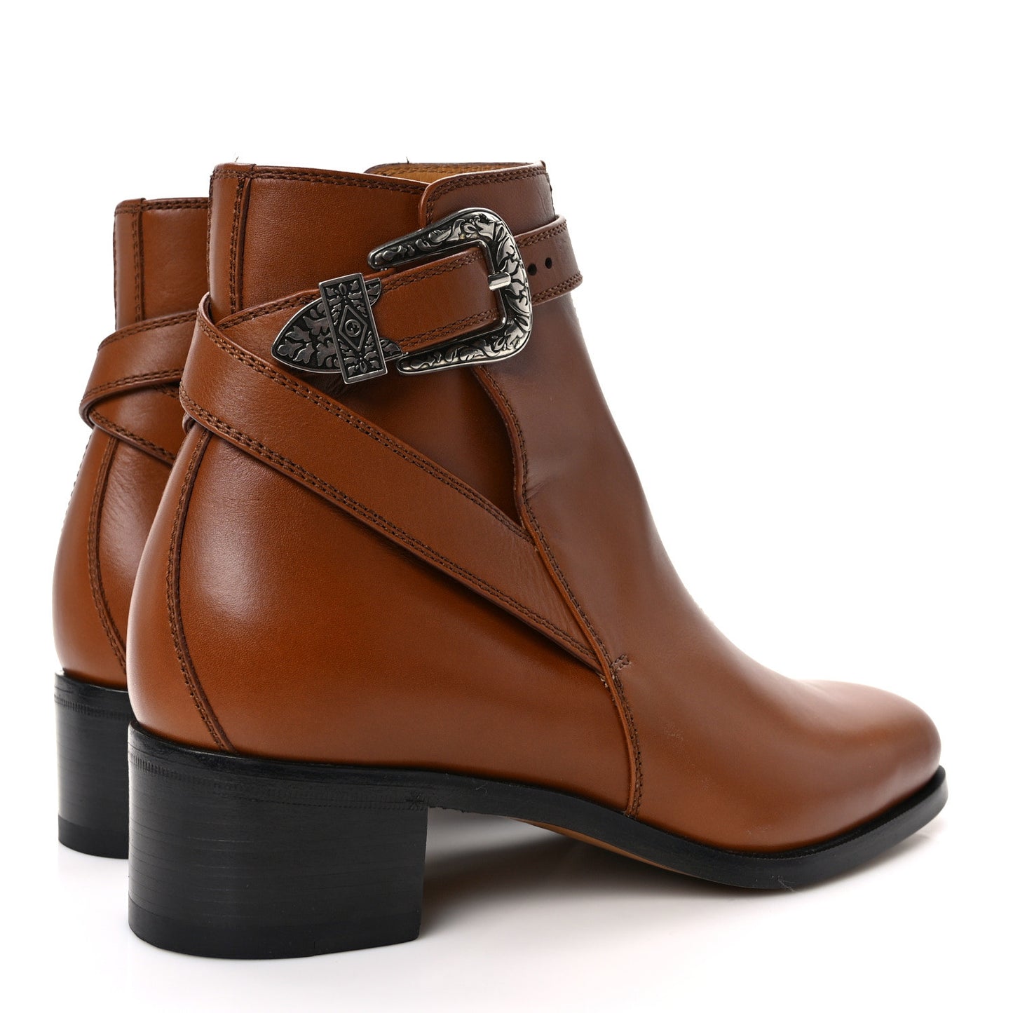 Calfskin Jakarta Buckle Boots 6 Cuir