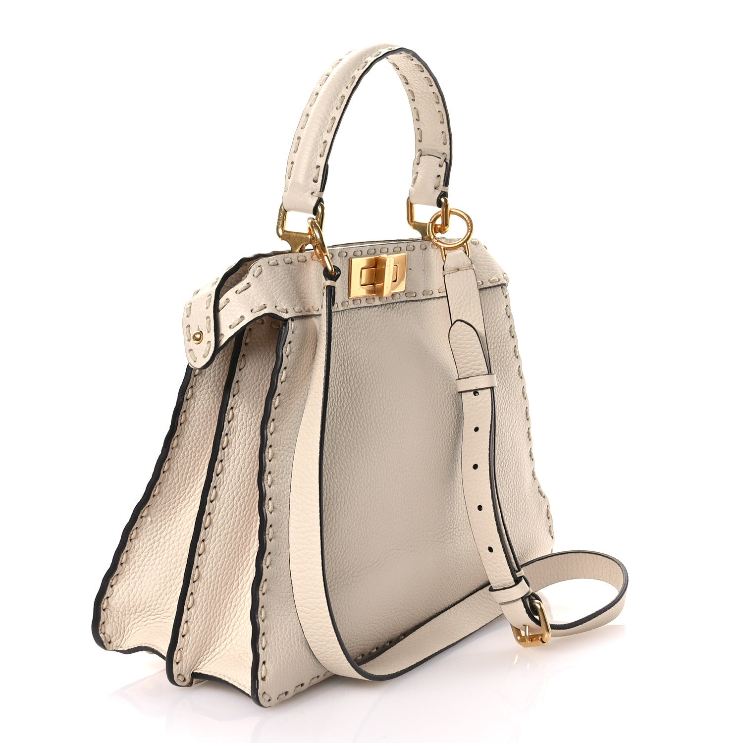 Fendi Vitello Granato Camoscio Selleria Macro Stitchings Medium Peekaboo I SEE U Satchel Camelia 3 of 11