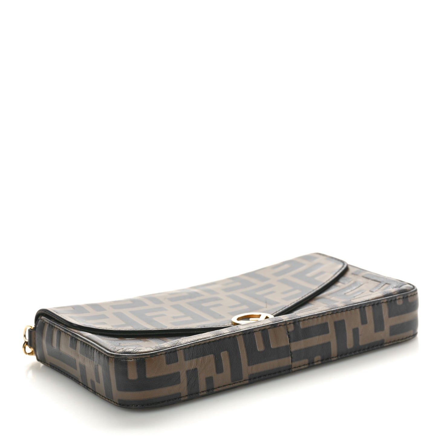 Vitello Soft F is Fendi Bi-Color FF 1974 Embossed Envelope Wallet On Chain with Pouches Maya Black