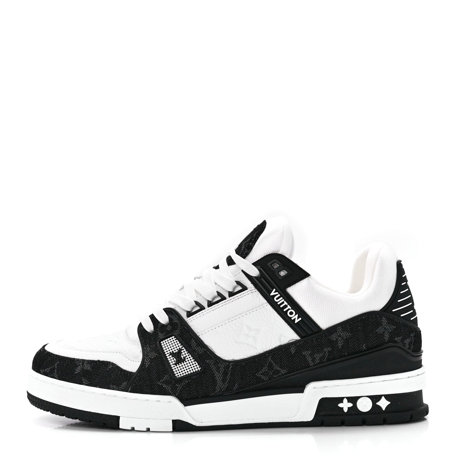 Calfskin Monogram Denim Mens LV Trainer Sneakers 9 Black