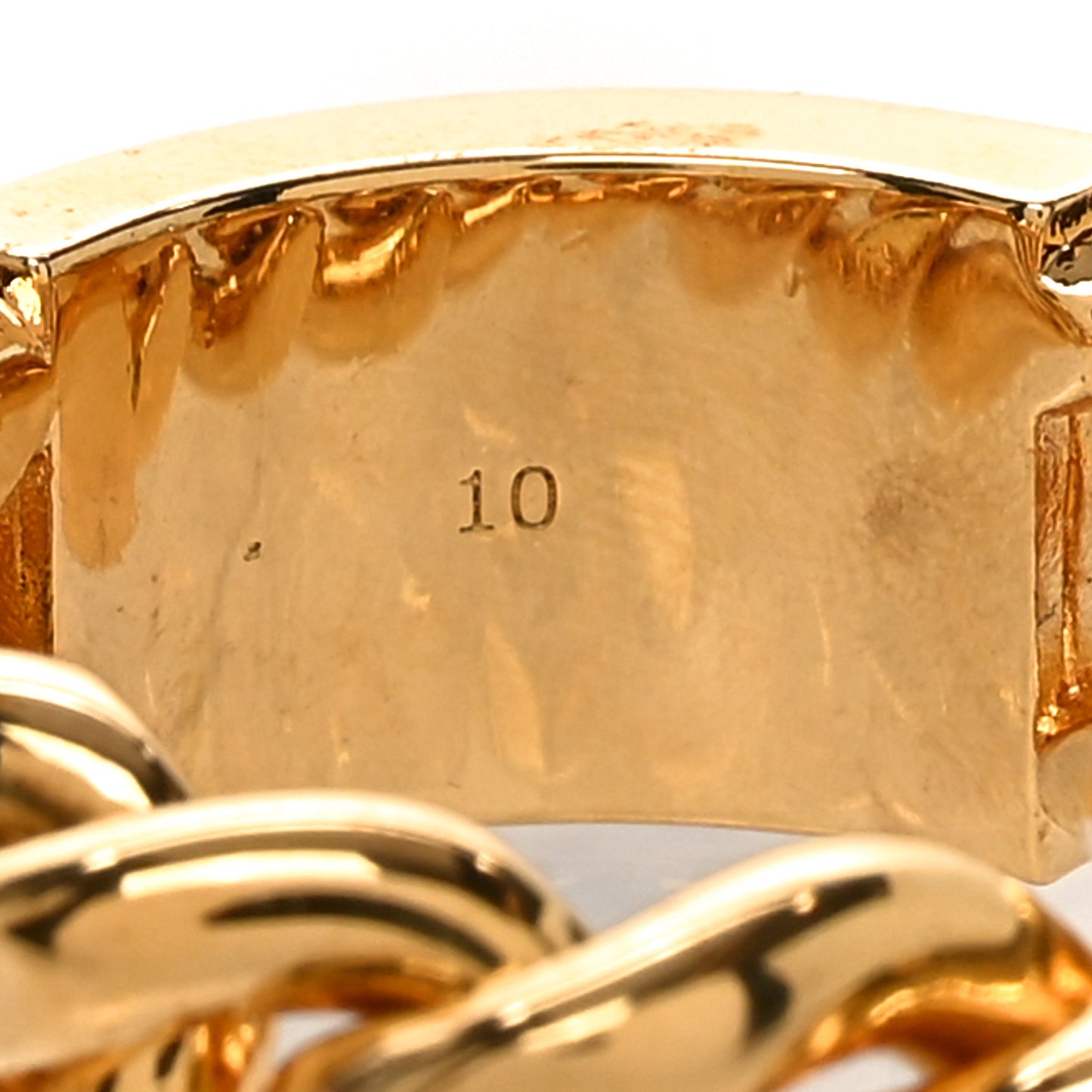 Logo Engraved Chain Ring 62 10 Gold