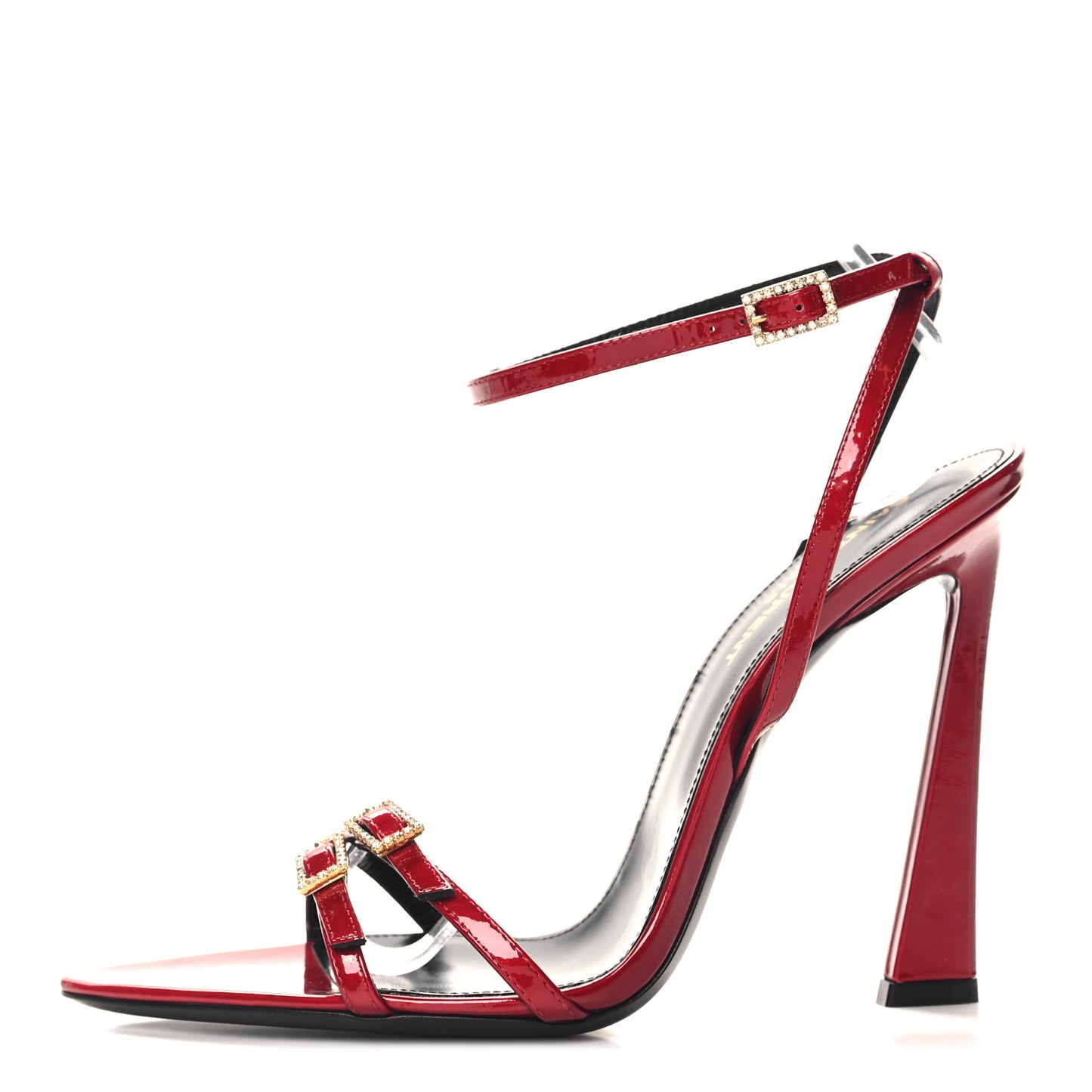Calfskin Patent Ankle Strap Sandals 37.5 Tibet Red