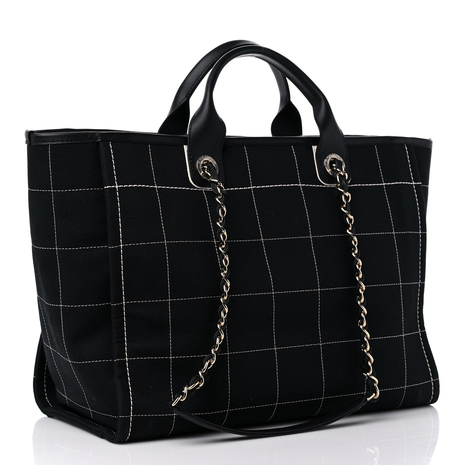 Chanel Cotton Medium Deauville Tote Black White 3 of 10