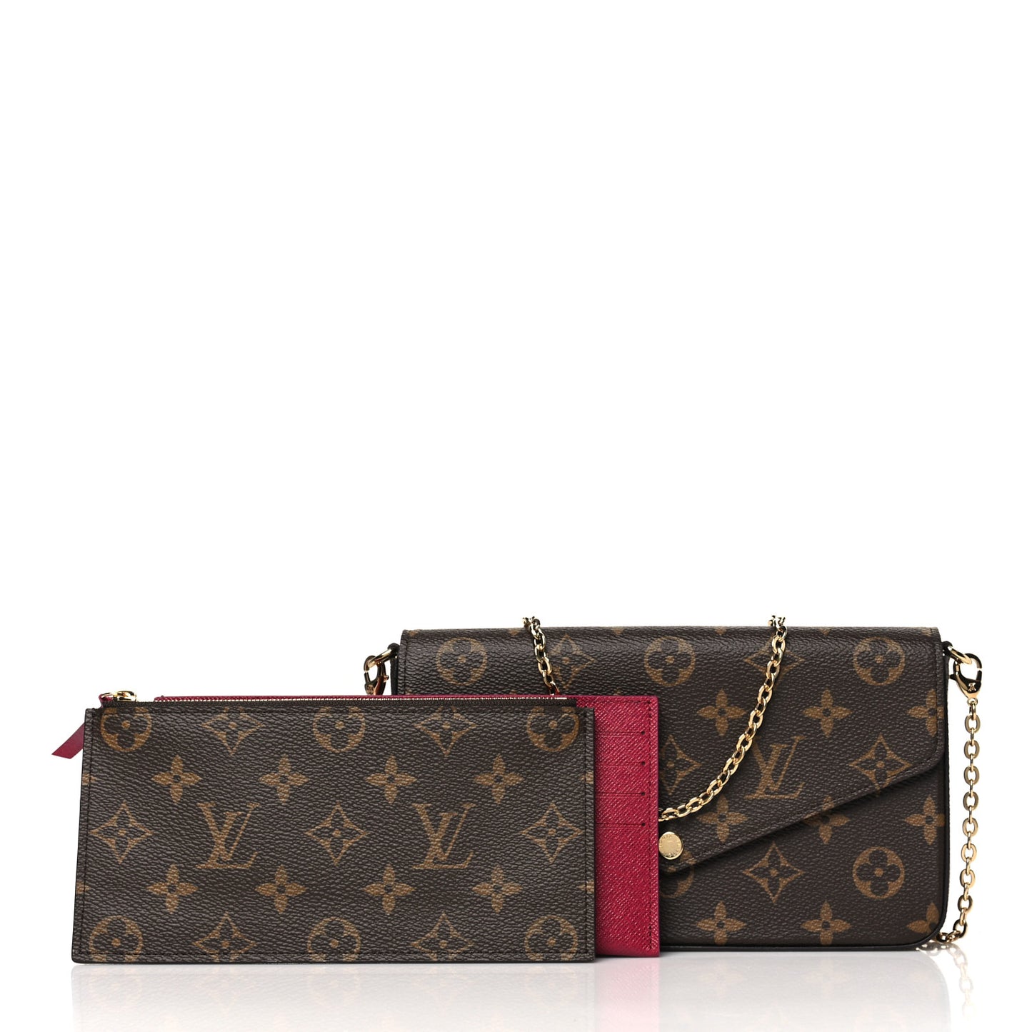 Monogram Pochette Felicie Chain Wallet Fuchsia
