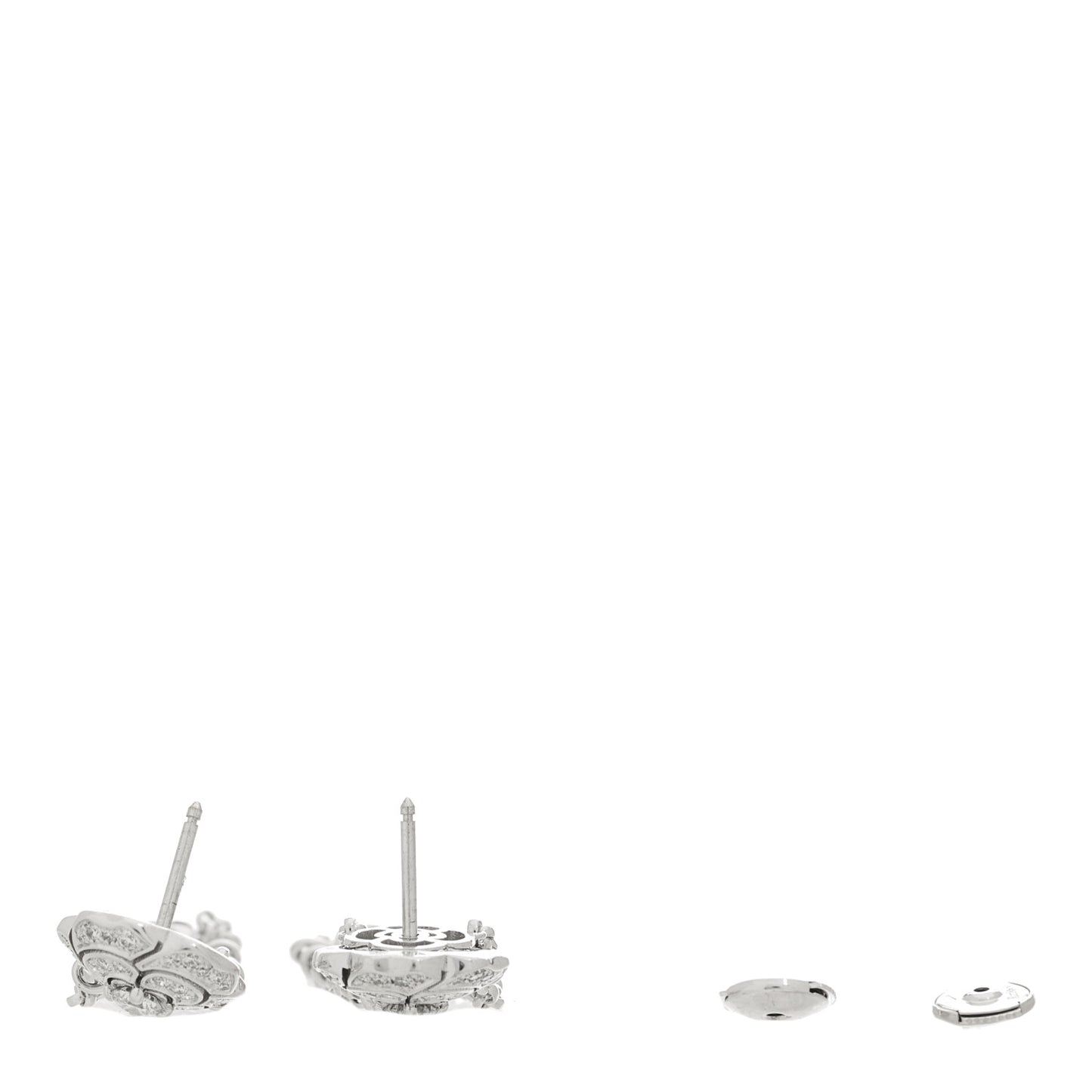 18K White Gold Diamond Bouton de Camelia Transformable Earrings