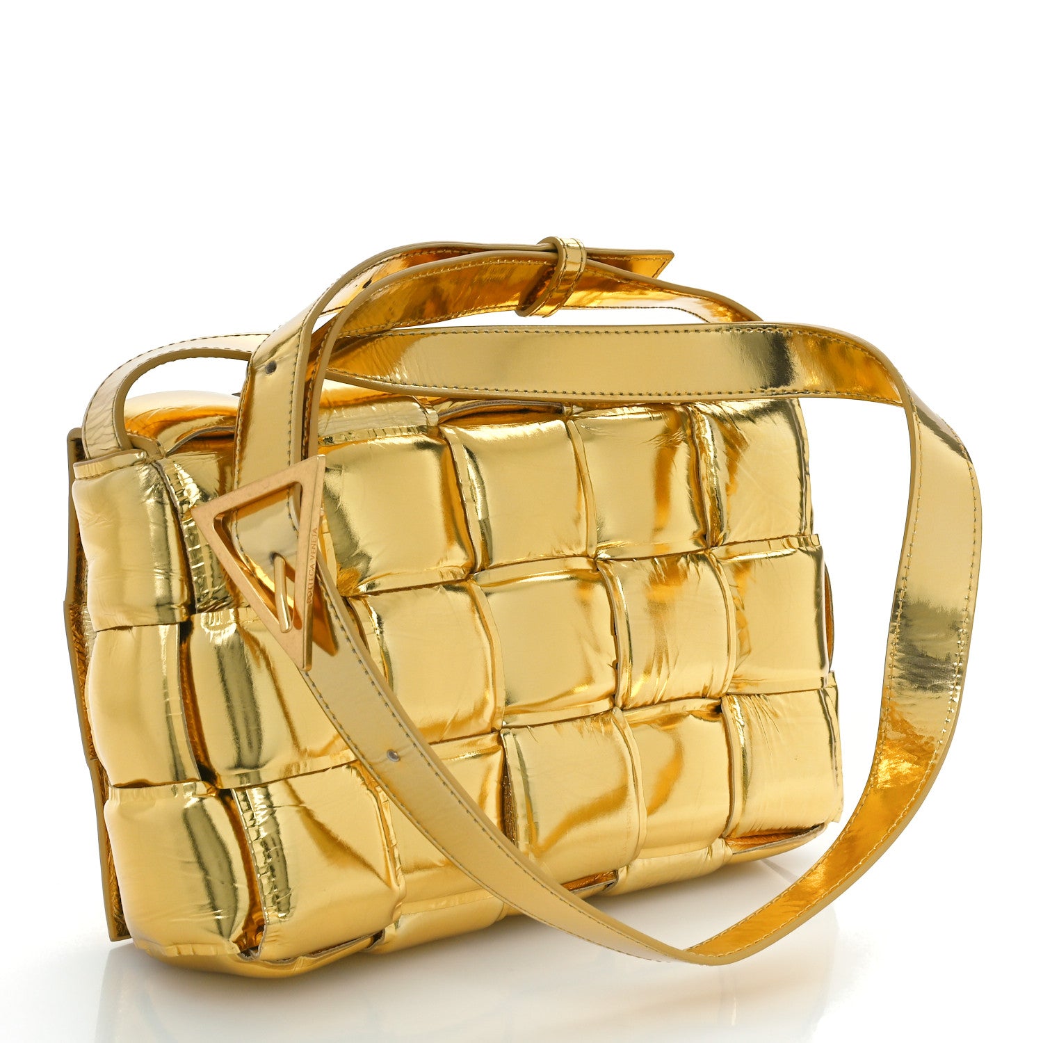 Bottega Veneta Mirror Lambskin Maxi Intreccio Padded Cassette Crossbody Bag Gold 3 of 8