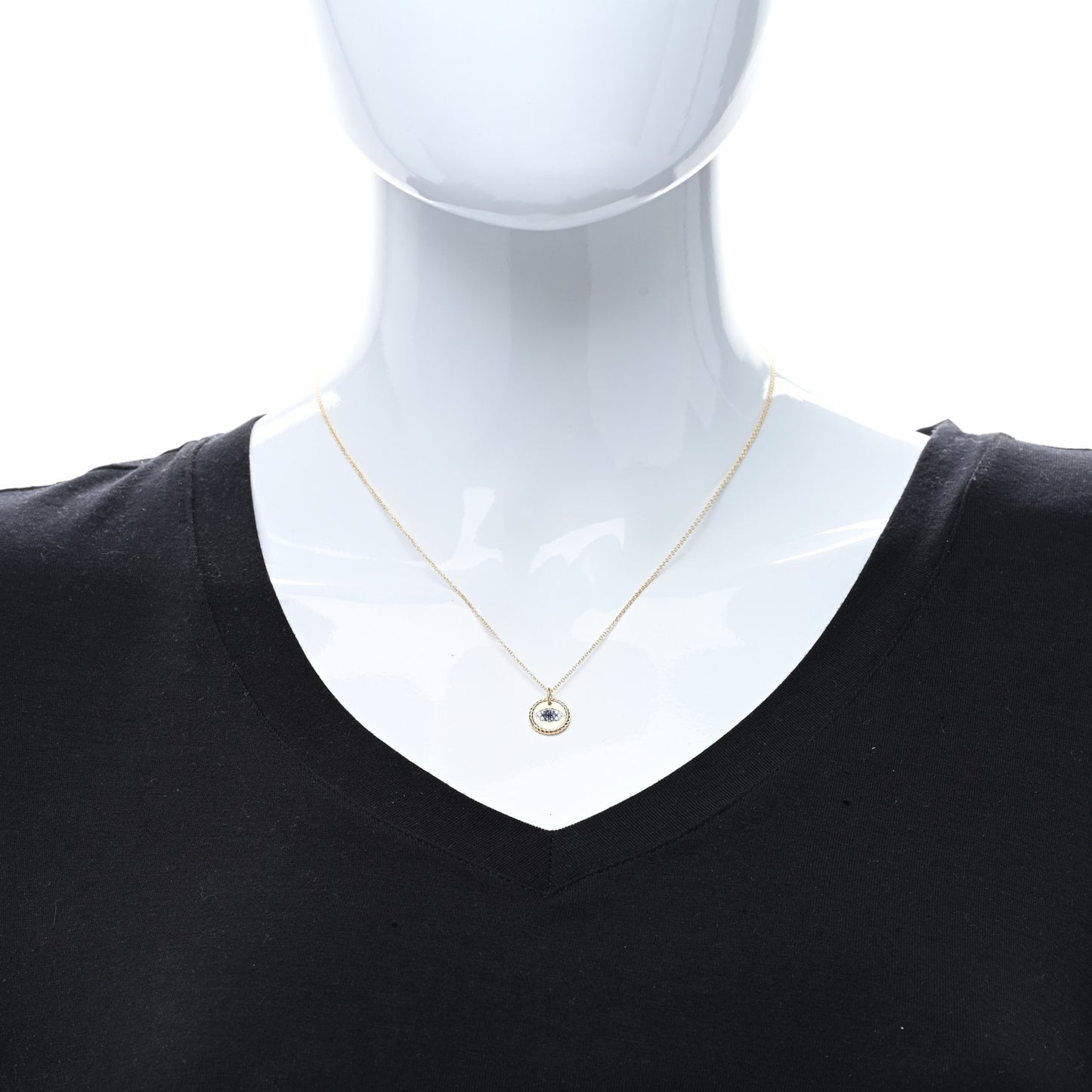 18K Yellow Gold Blue Sapphire Diamond Evil Eye Necklace