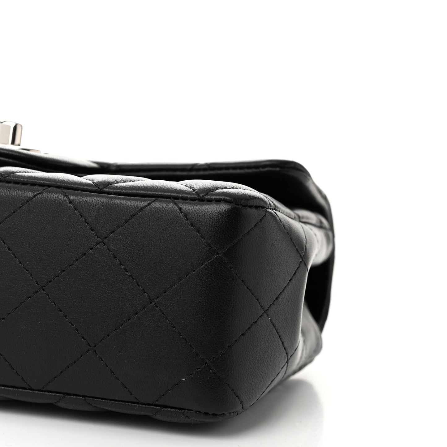 Lambskin Quilted Mini Rectangular Flap Black