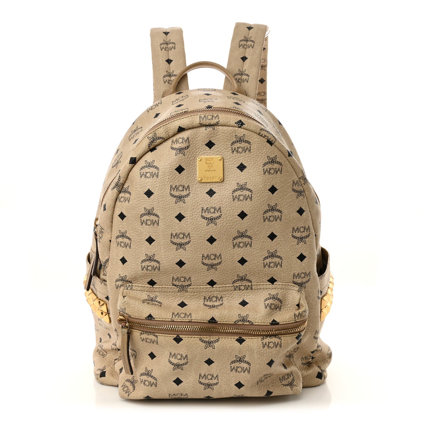 Visetos Medium Side Studs Stark Backpack Beige