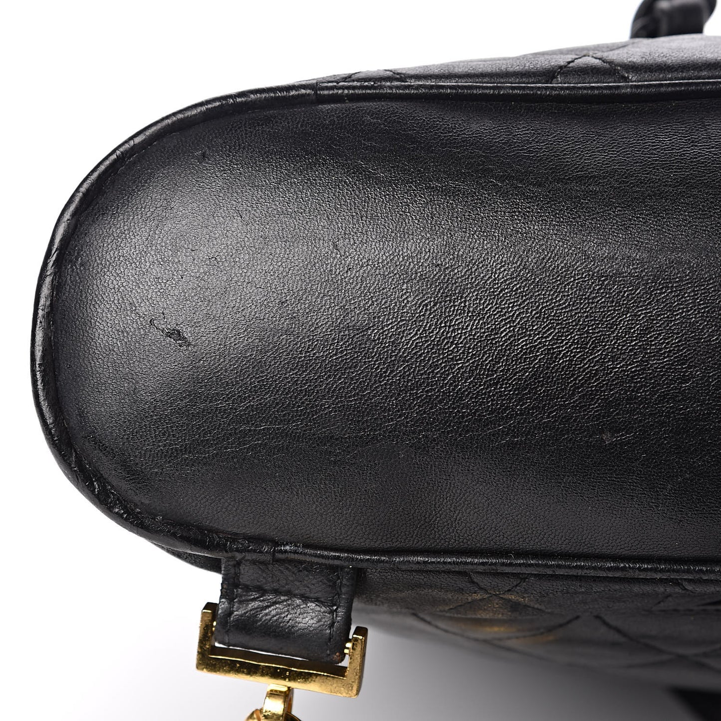Lambskin Quilted Drawstring Backpack Black