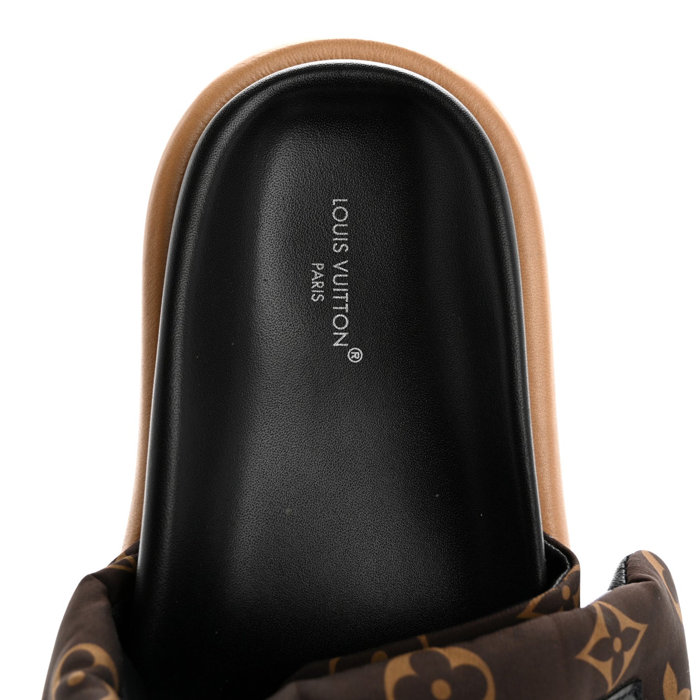 Nylon Monogram LV Pool Pillow Flat Comfort Mule 37 Cacao Brown