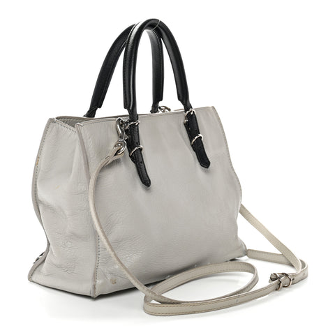 Calfskin Papier Mini A4 Zip Around Tote Grey Black