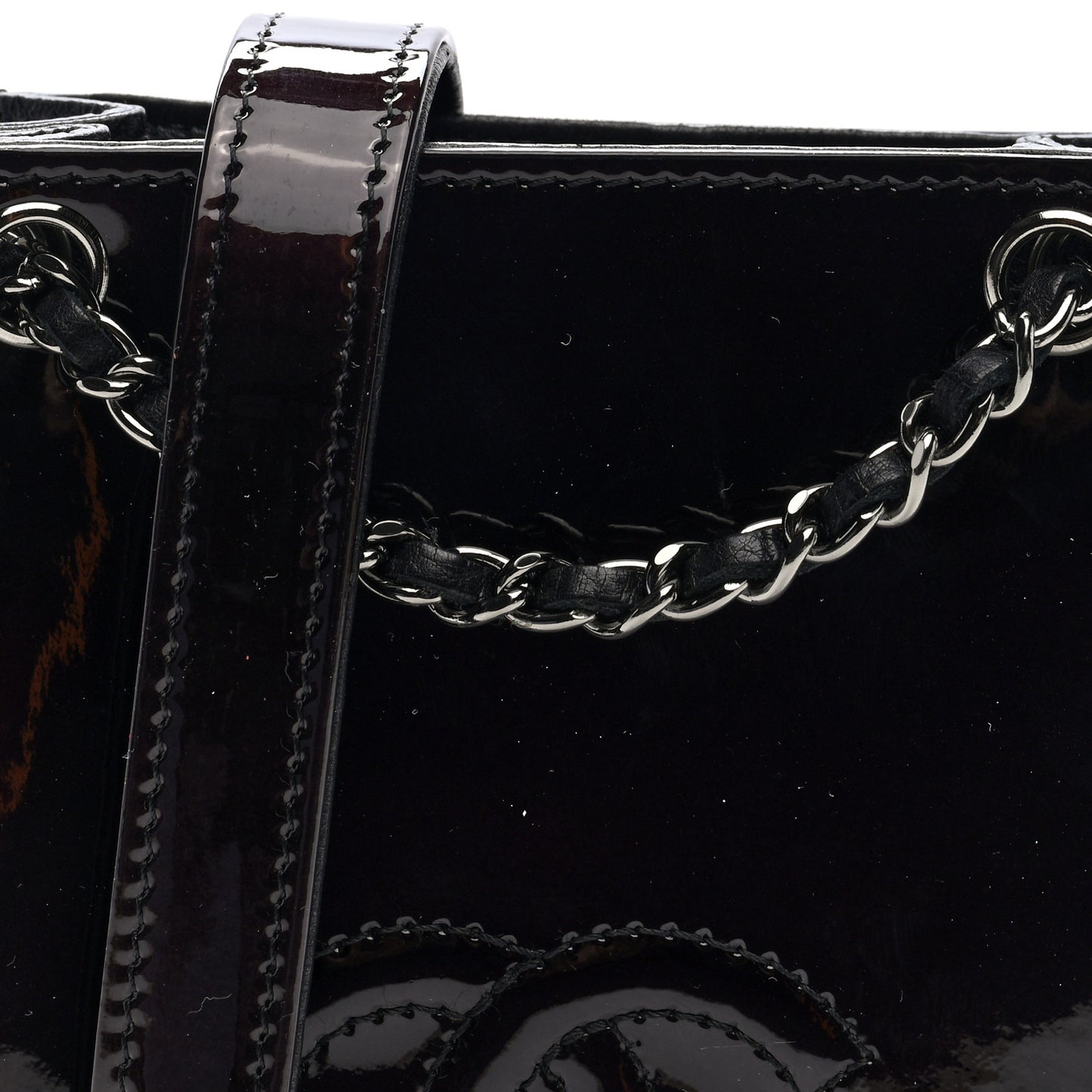Patent CC Phone Holder Crossbody Black
