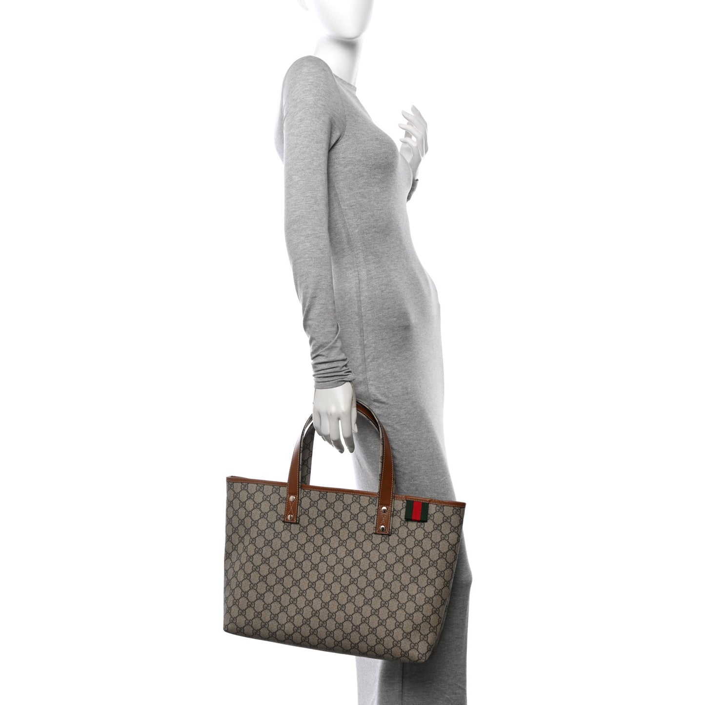 GG Plus Monogram Medium Signature Web Loop Tote Brown