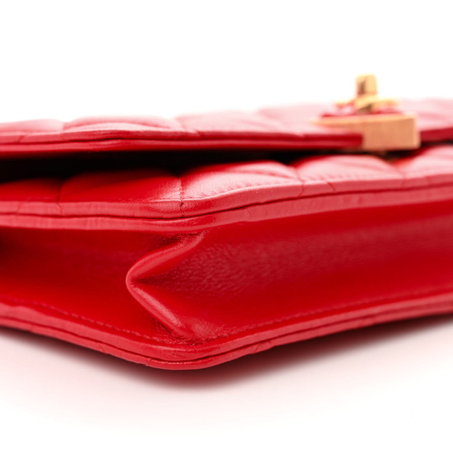 Lambskin Plexiglass Quilted Coco Love Wallet On Chain WOC Red