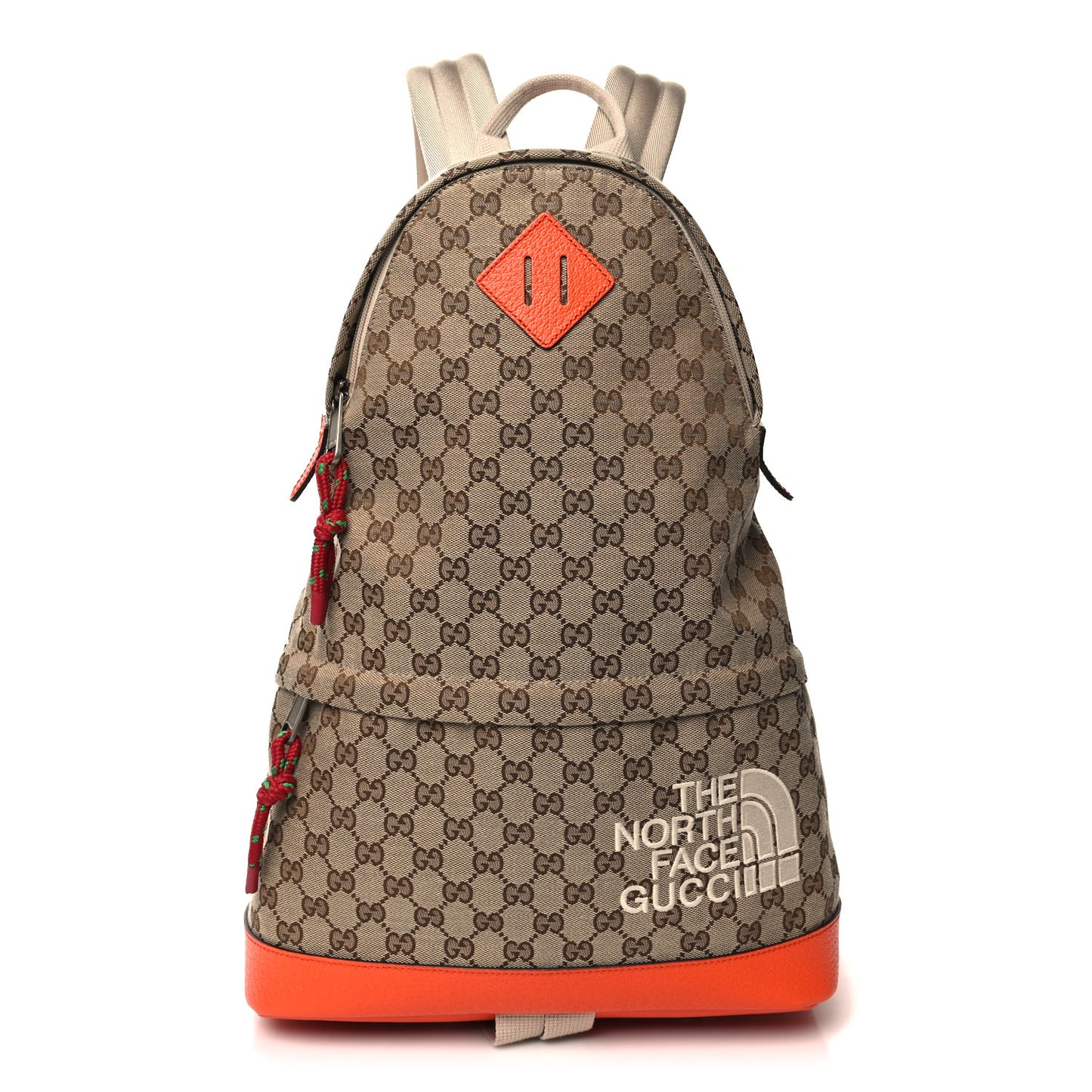 X THE NORTH FACE Monogram Textured Dollar Calfskin Embroidered Beige Ebony Mystic White Deep Orange