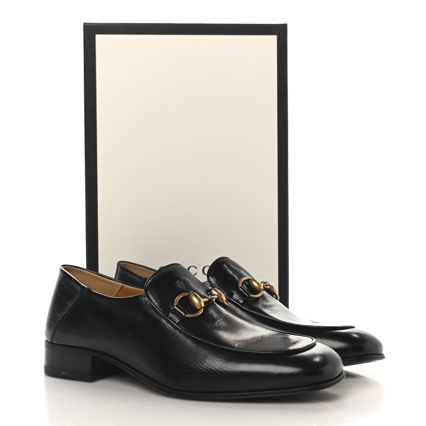 Goatskin Womens Horsebit Mid-Heel Loafers 38 Black