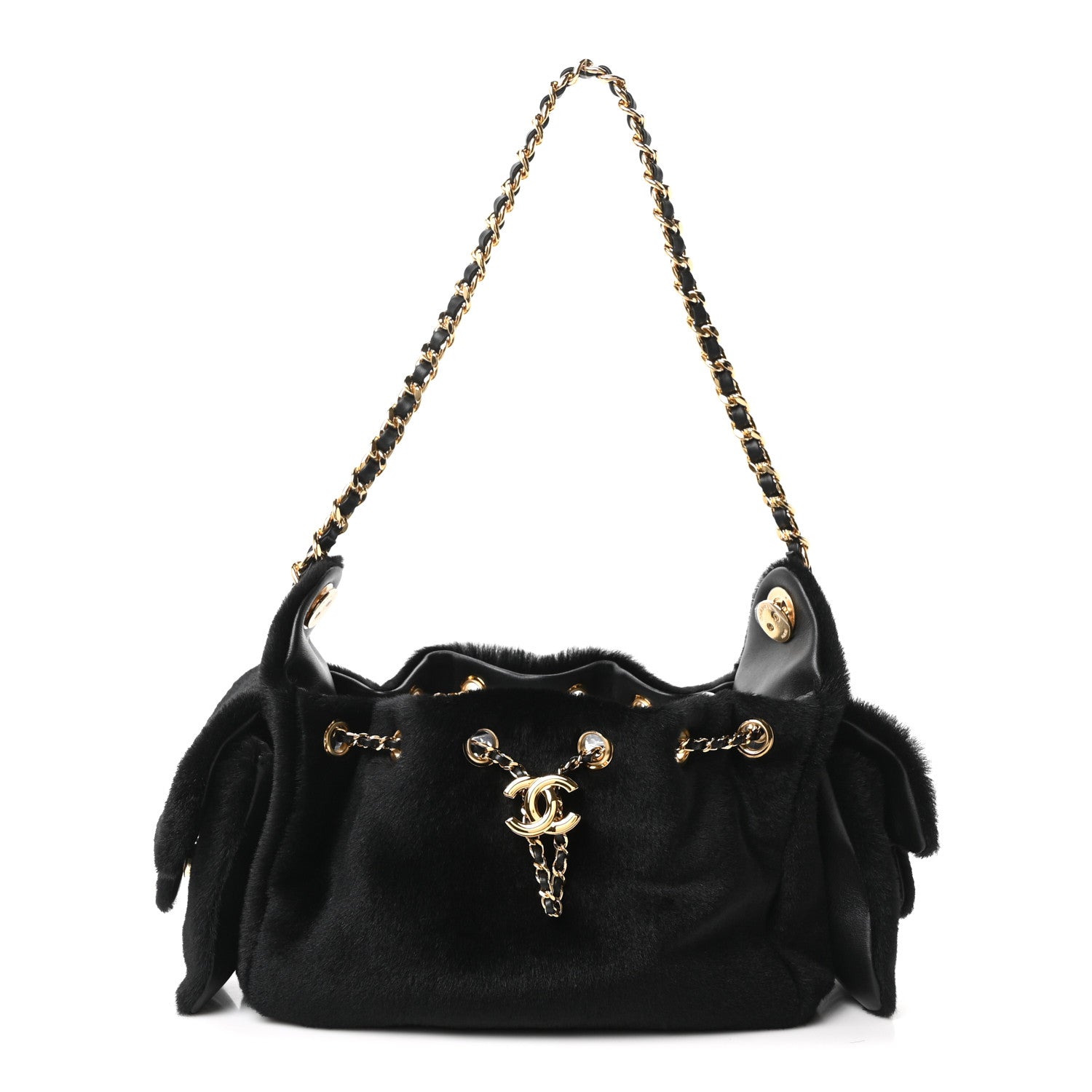 Chanel Pony Hair Lambskin Mini Chanel 25 Handbag Black 1915772