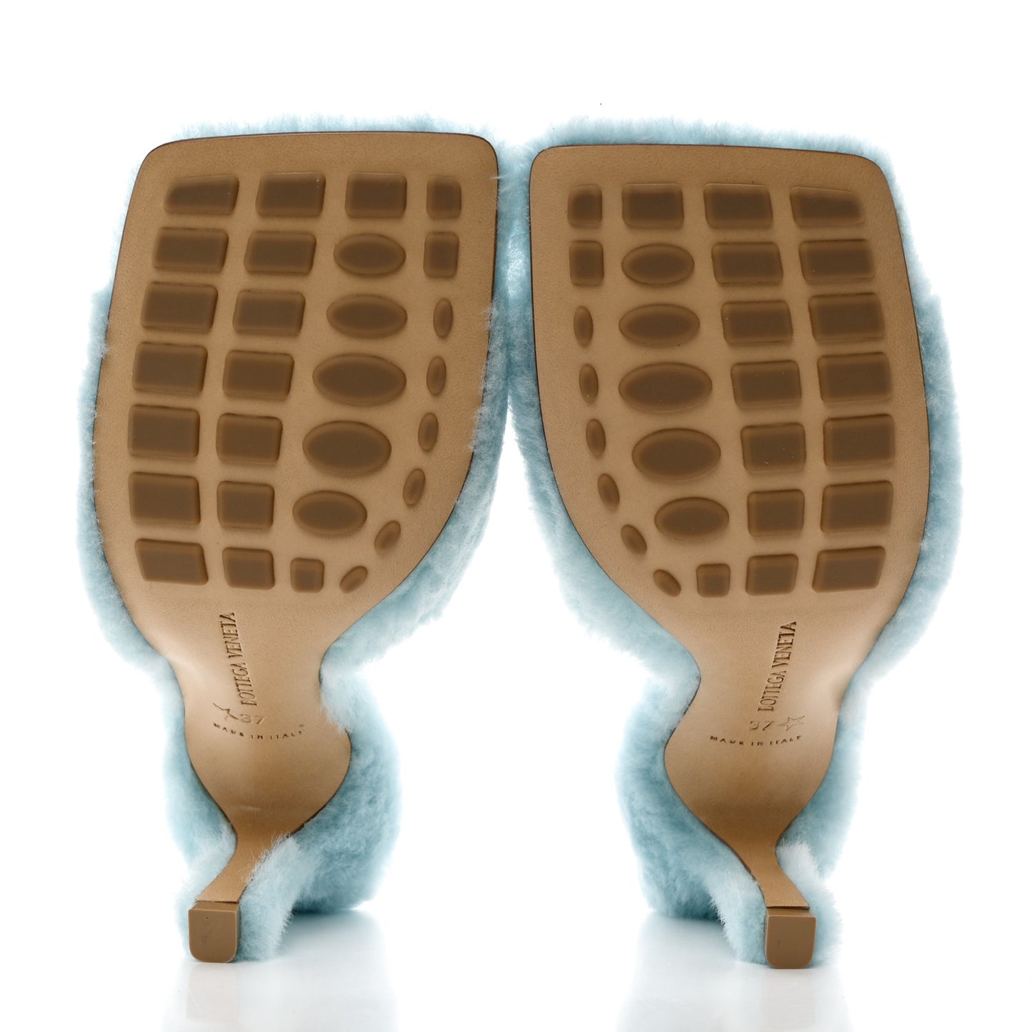 Cozy Fur Lido 90mm Mule Sandals 37 Pale Blue