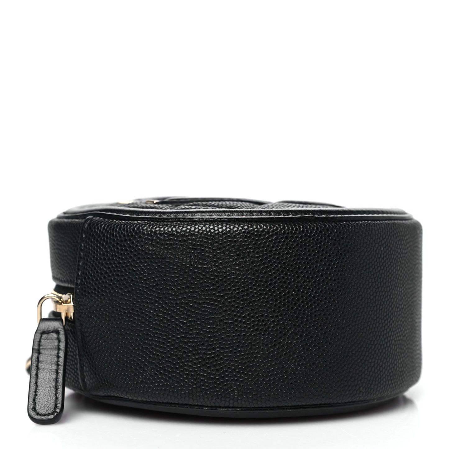 Caviar Quilted Round Filigree Crossbody Black