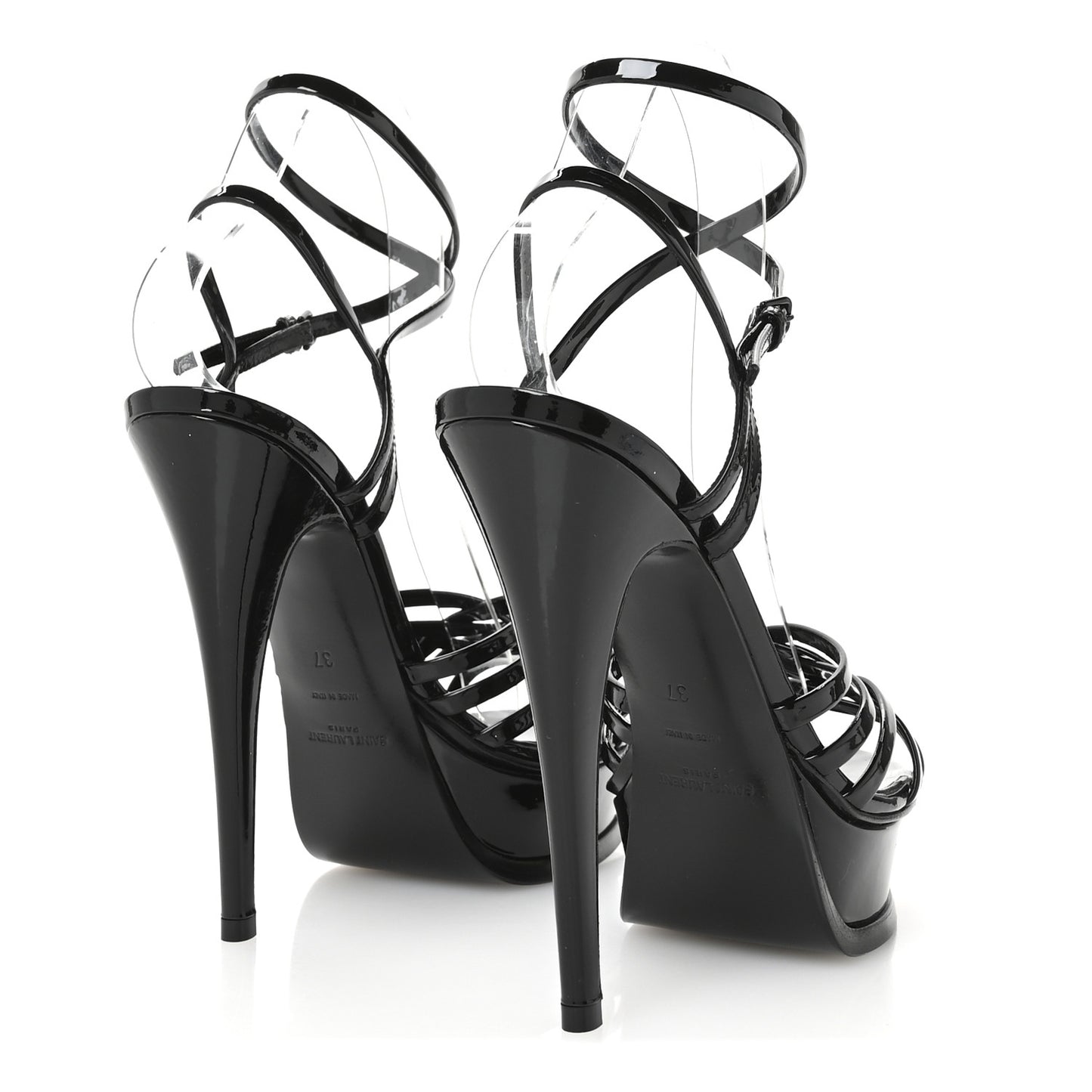 Patent Platform Criss Cross Sandals 37 Black