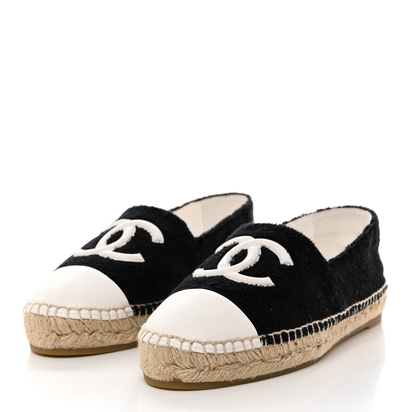 Cotton Lambskin CC Espadrilles 39 Black White