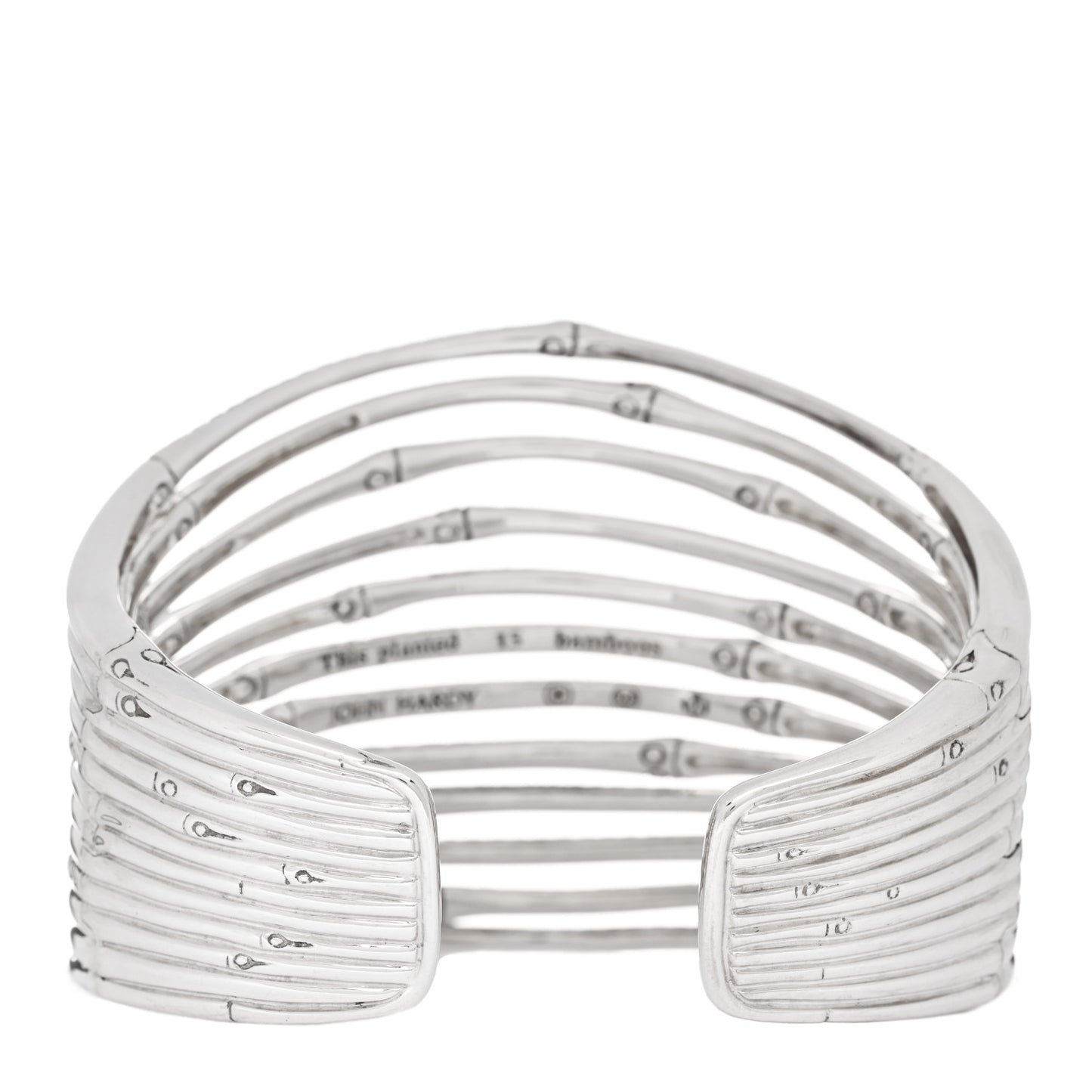 Sterling Silver Black Sapphire Wide Bamboo Lava Flex Cuff Bracelet
