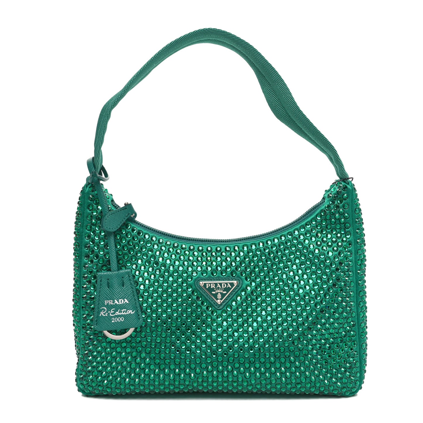 Satin Crystal Mini Re-Edition 2000 Bag Mango
