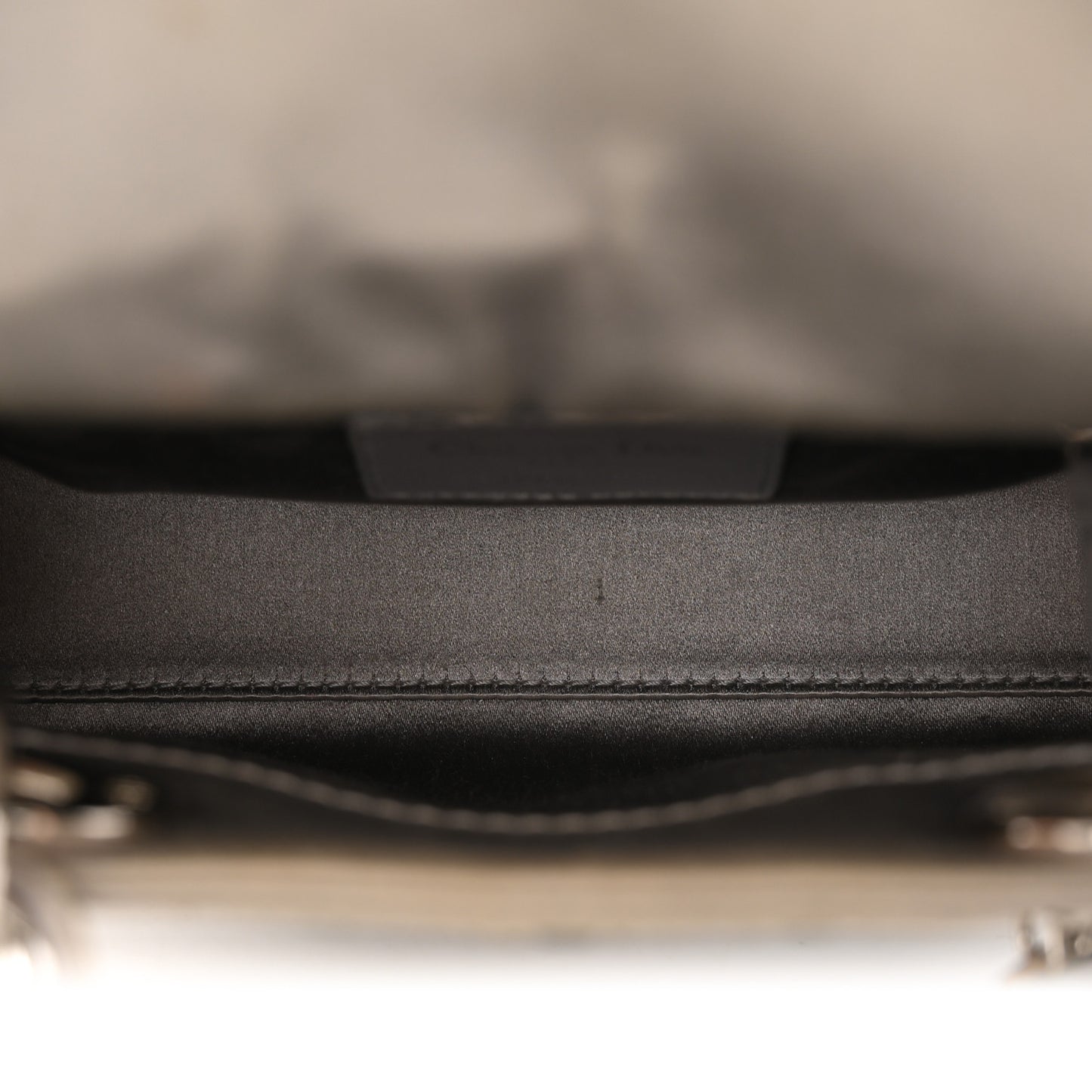 Satin Crystal Cannage Mini Lady Dior Gray