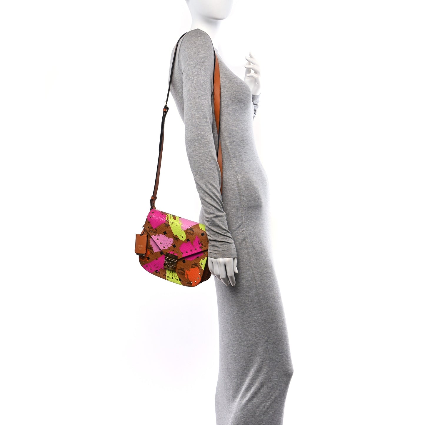 Visetos Patricia Crossbody Upcycling Bag Cognac Multicolor