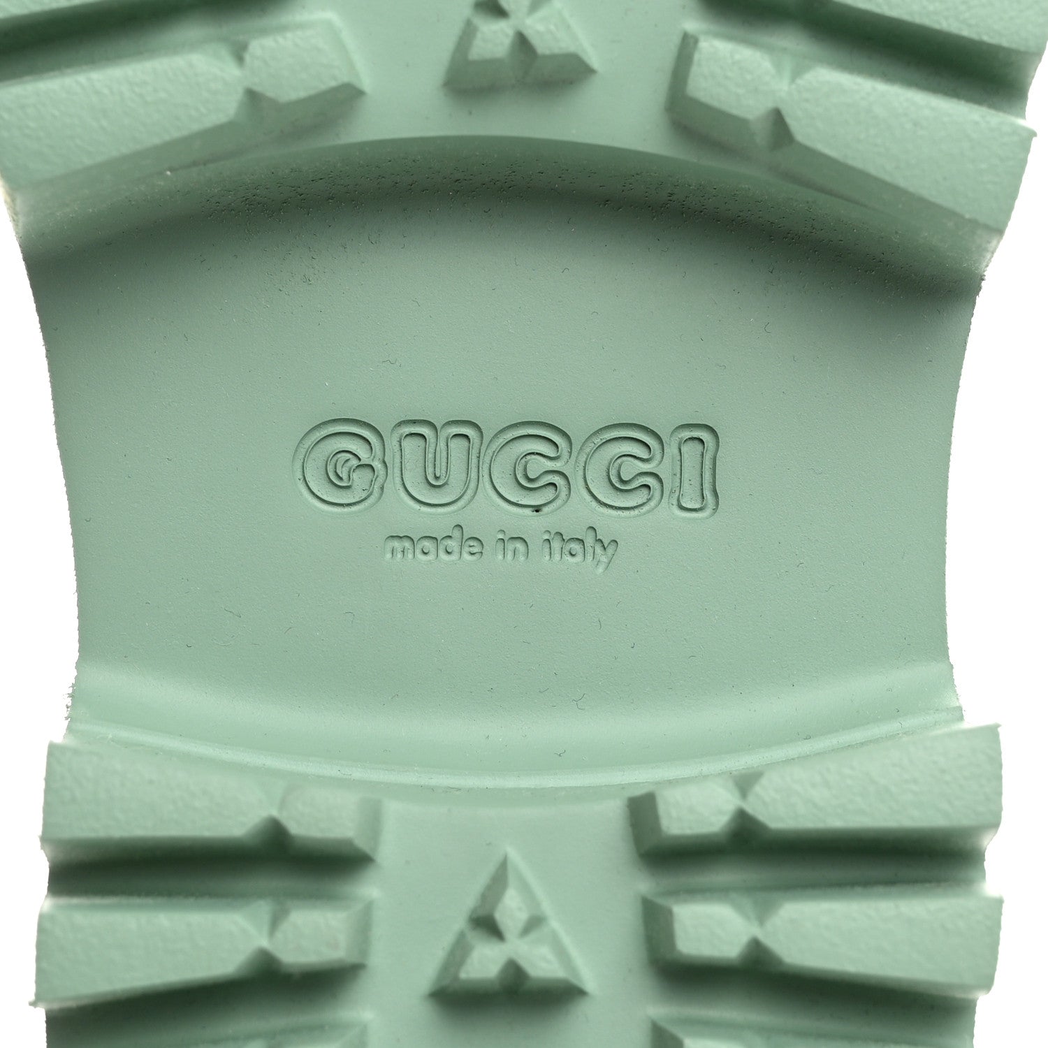Gucci Rubber GG Monogram Perforated Elea Platform 55mm Lug Sole Sandals 36 Pacific Green 8 of 8