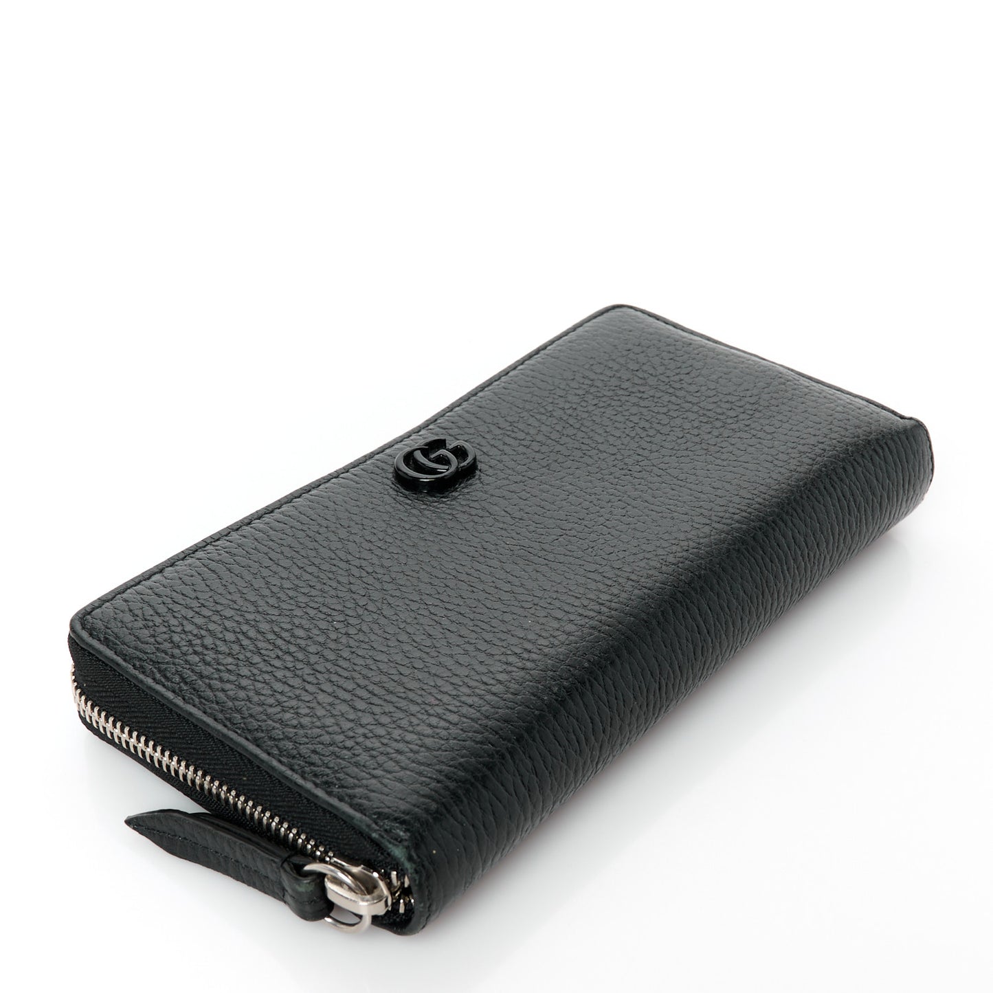 Dollar Calfskin Monochrome GG Marmont Zip Around Wallet Black