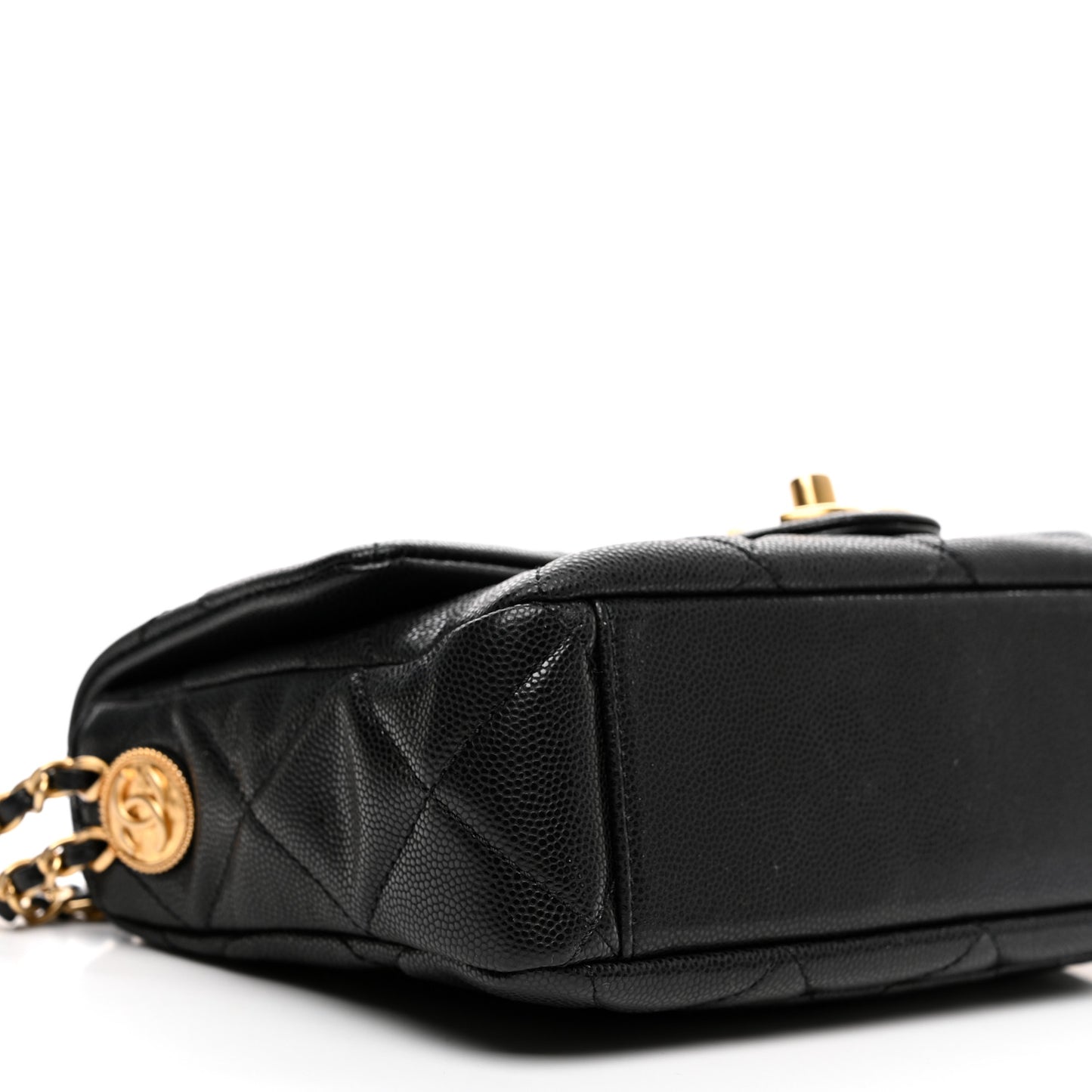Caviar Quilted Small Twist Your Buttons Flap Black