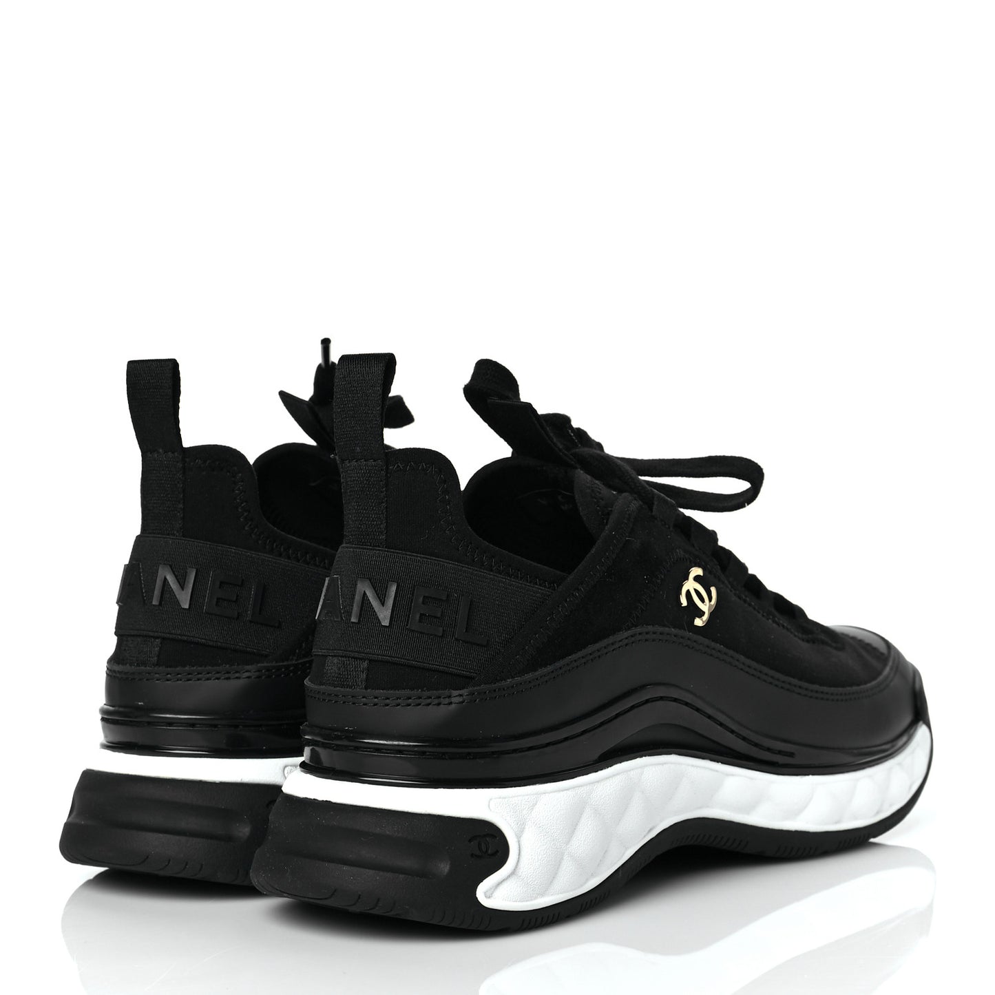 Velvet Calfskin Mixed Fibers CC Sneakers 39 Black