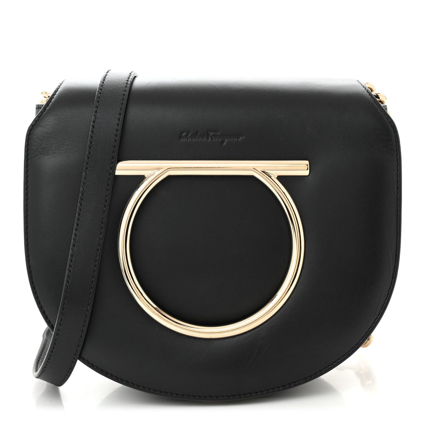 Calfskin Small Vela Flap Bag Black