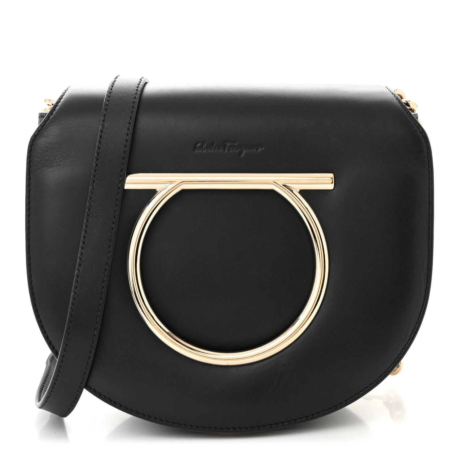 Salvatore Ferragamo Calfskin Small Vela Flap Bag Black 1 of 10