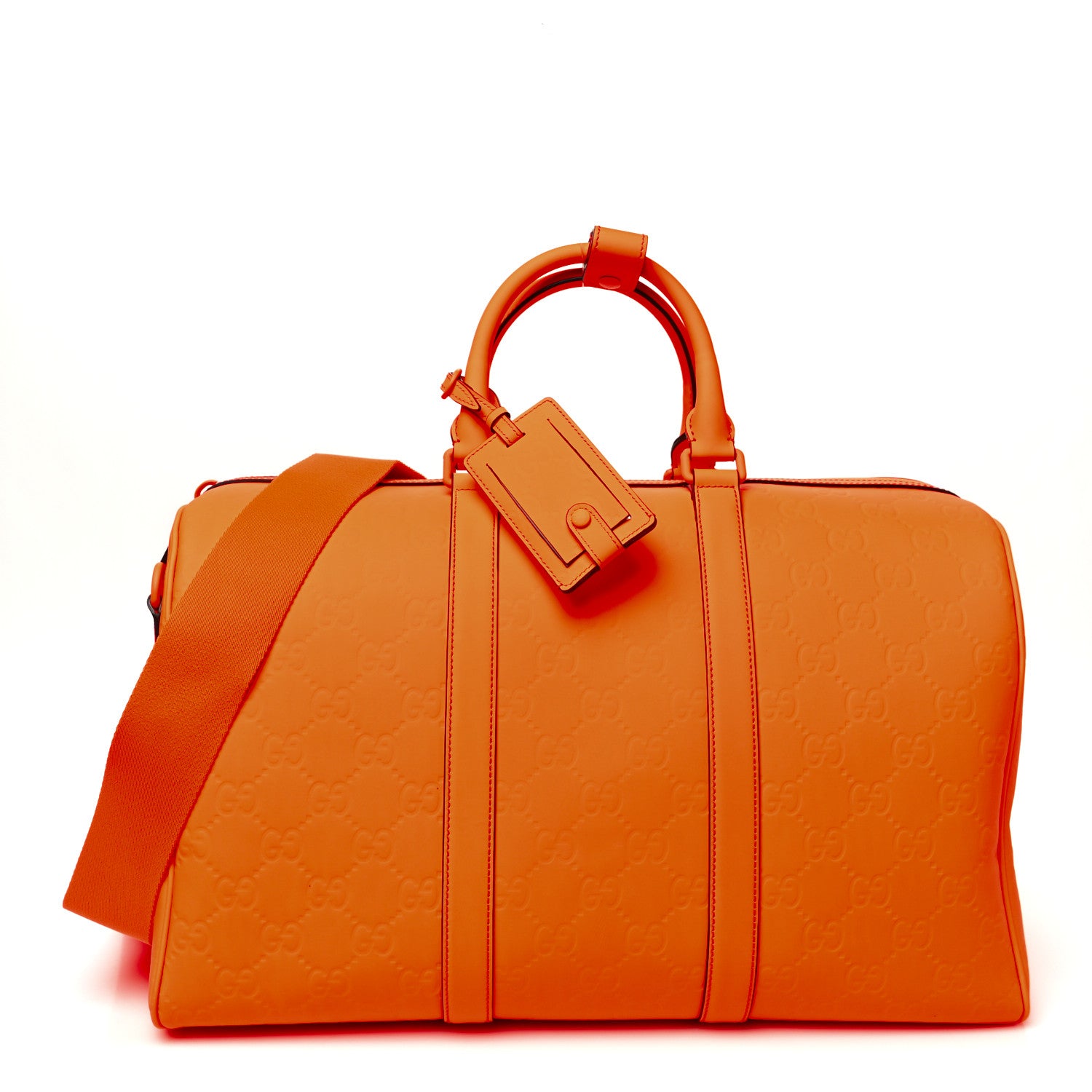 Gucci Rubber Effect GG Embossed Duffle Bag New Orange Fluo 1854737