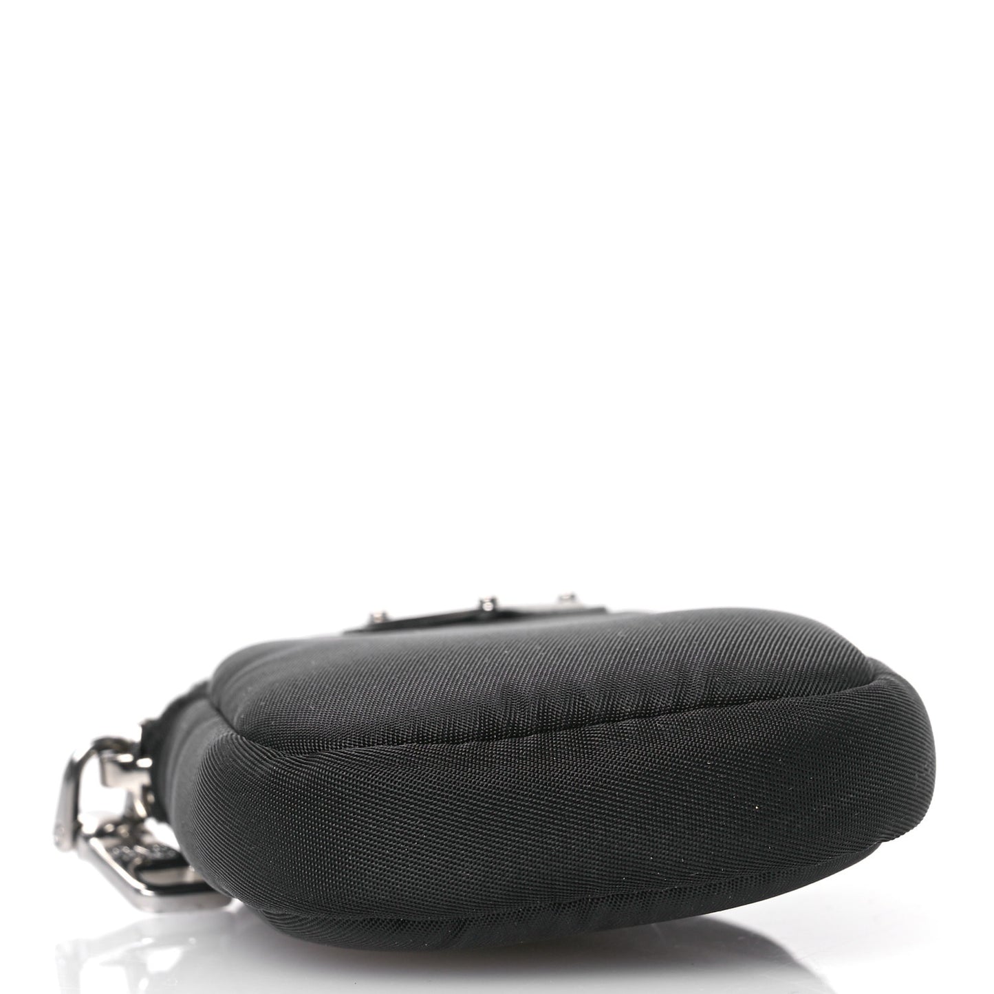 Re-Nylon Pocket Metal Triangle Logo Padded Mini Key Chain Pouch Black