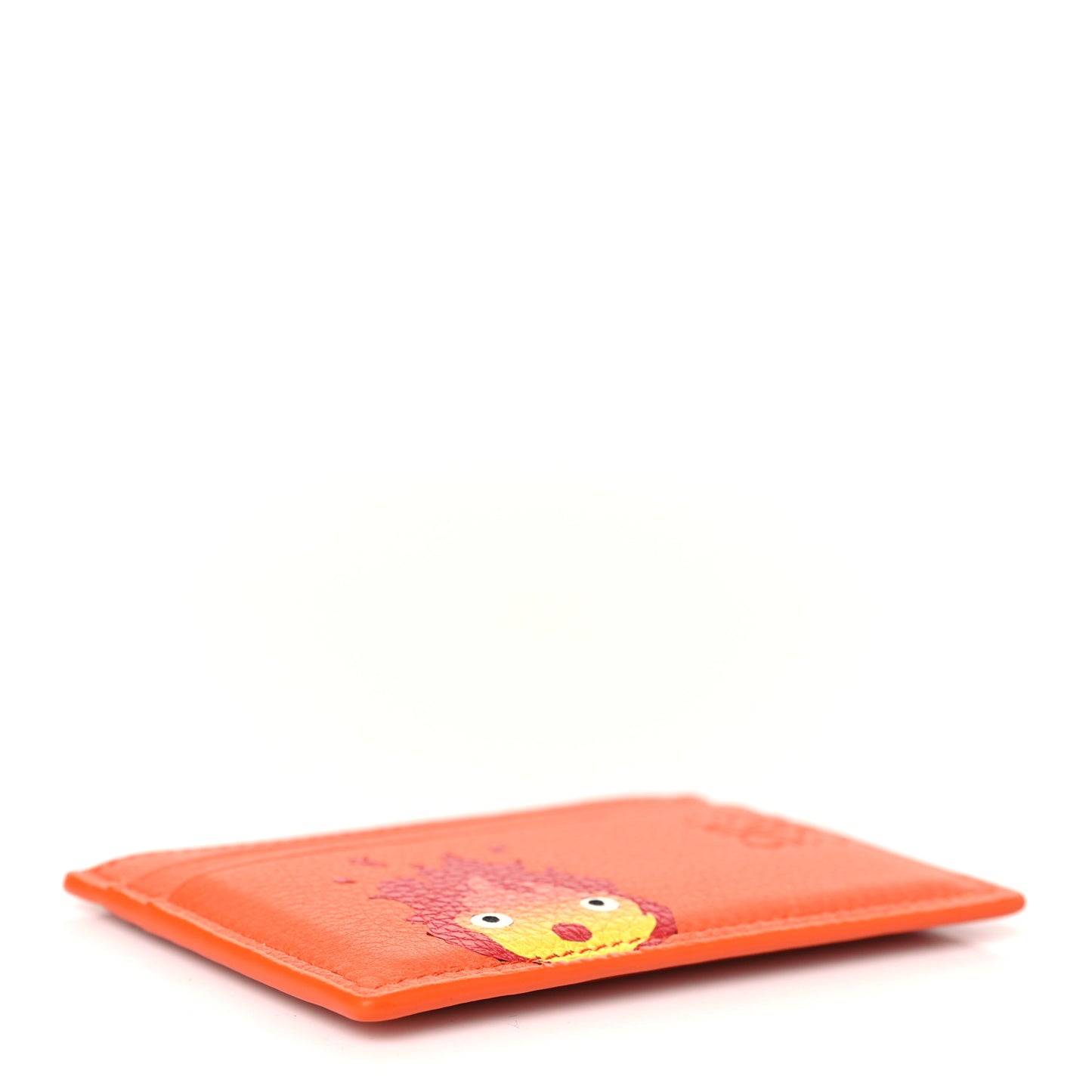 X HOWL'S MOVING CASTLE Calfskin Calcifer Card Holder Orange