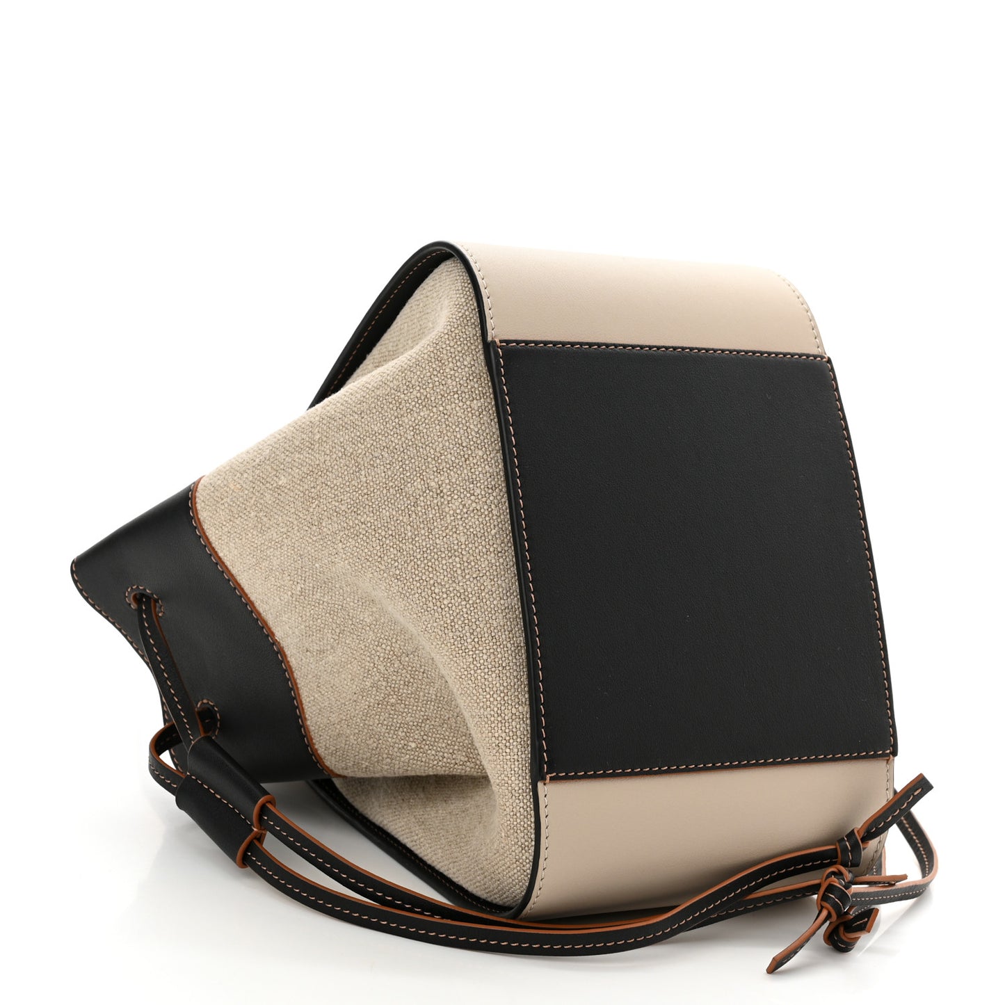 Calfskin Canvas Small Hammock Shoulder Bag Mink Black