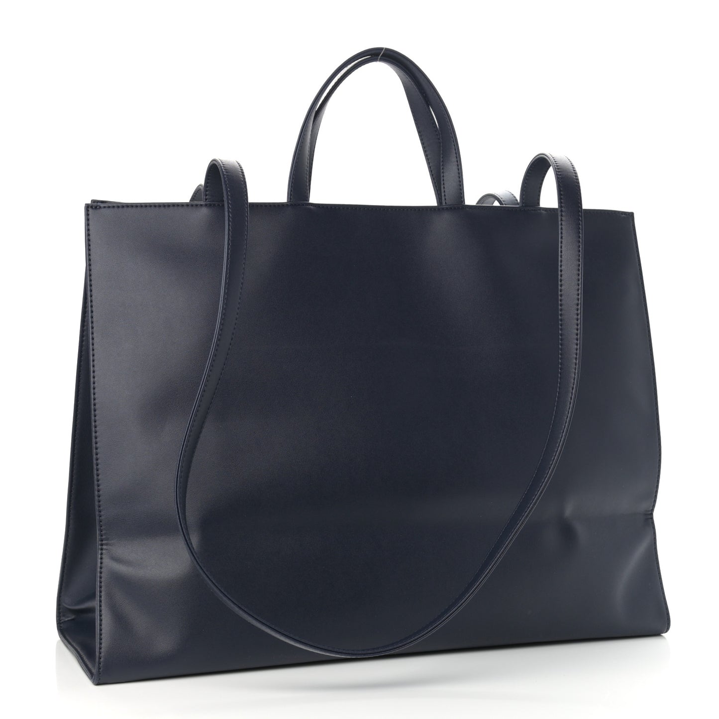 Vegan Leather Medium Shopping Bag Navy