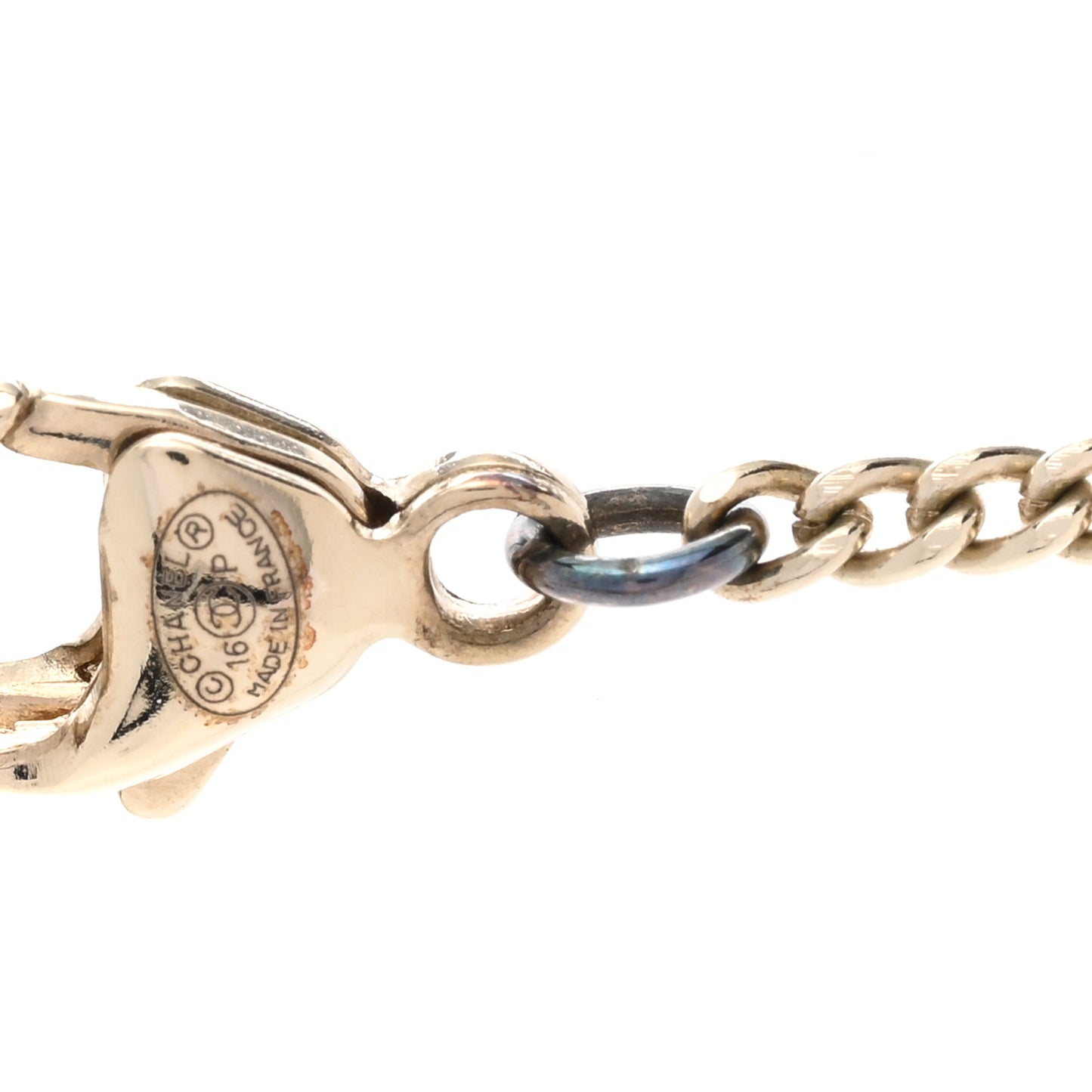 Resin Pearl Lace CC Necklace Black Gold