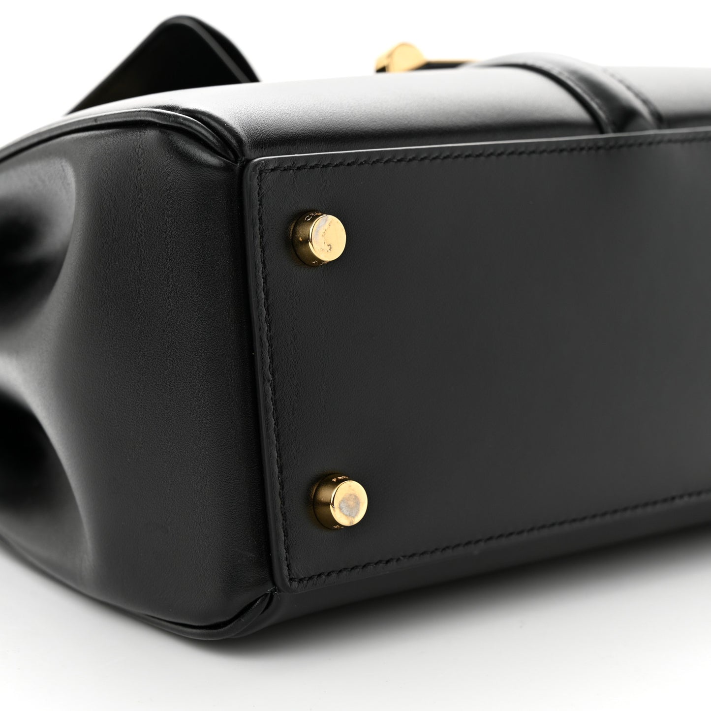 Satinated Calfskin Small 16 Top Handle Bag Black