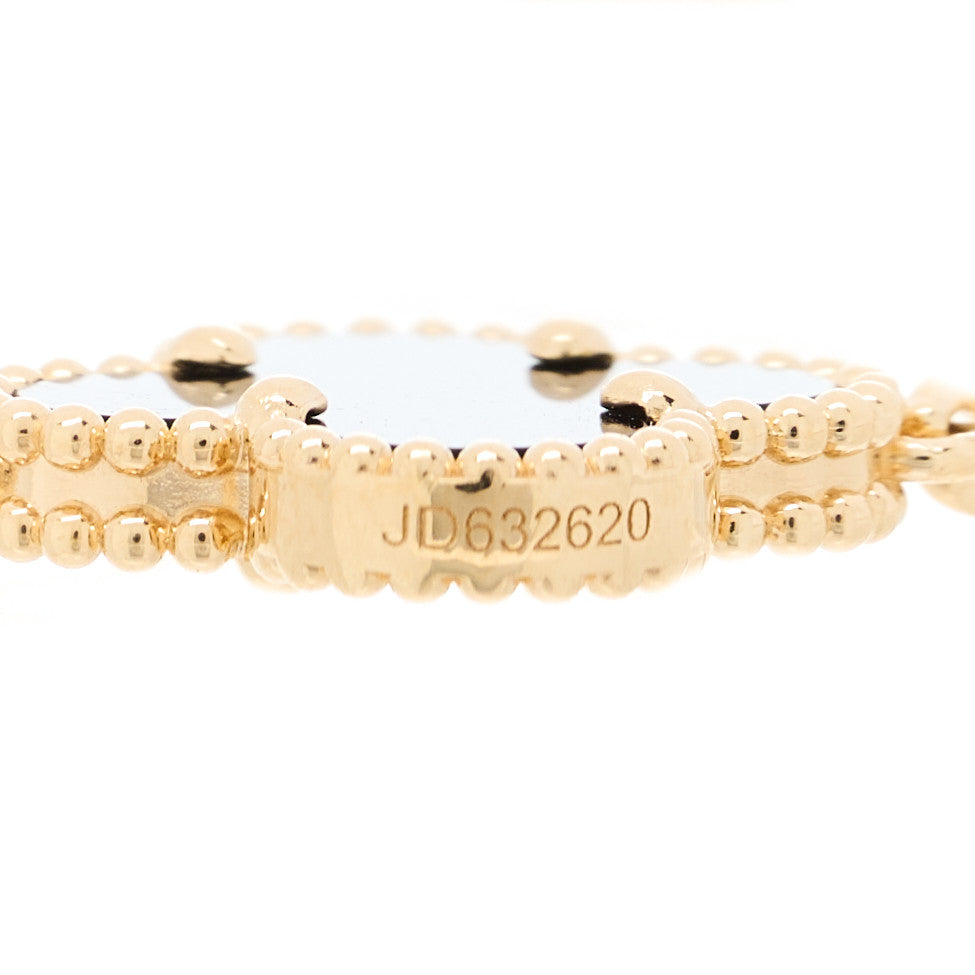 Van Cleef & Arpels 18K Yellow Gold Black Onyx 5 Motifs Vintage Alhambra Bracelet 4 of 5