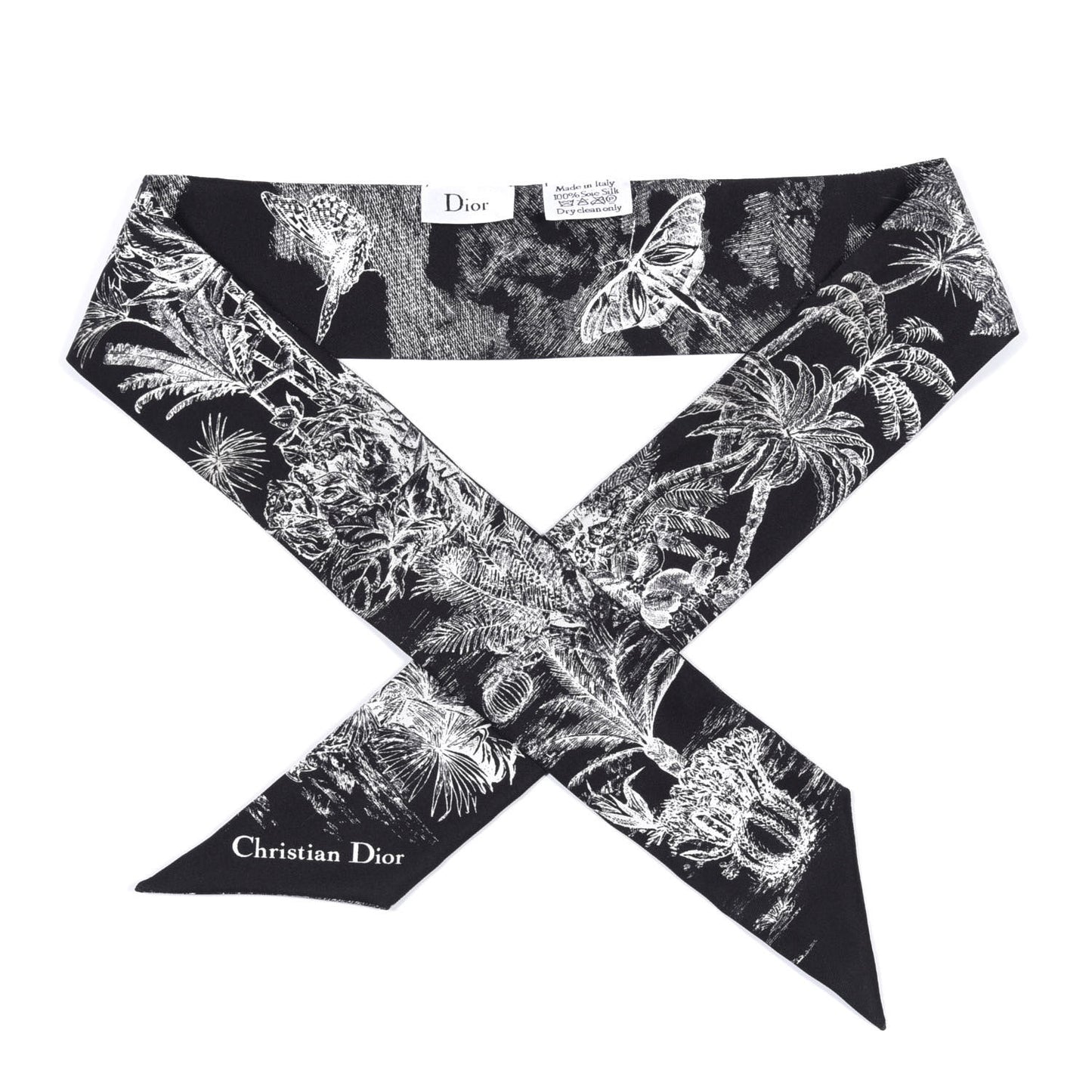 Silk Toile De Jouy Tropicalia Mitzah Scarf Black