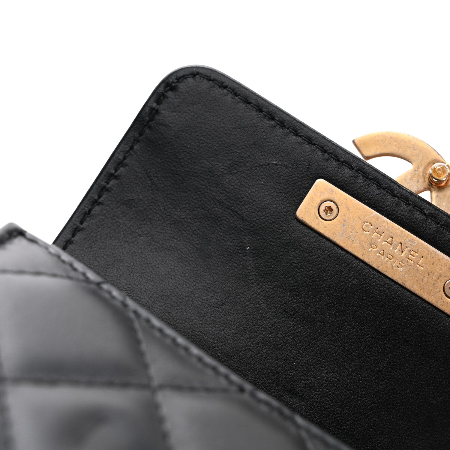 Chanel Lambskin Quilted CC Chic Flap Card Holder Black Gold 9 of 12