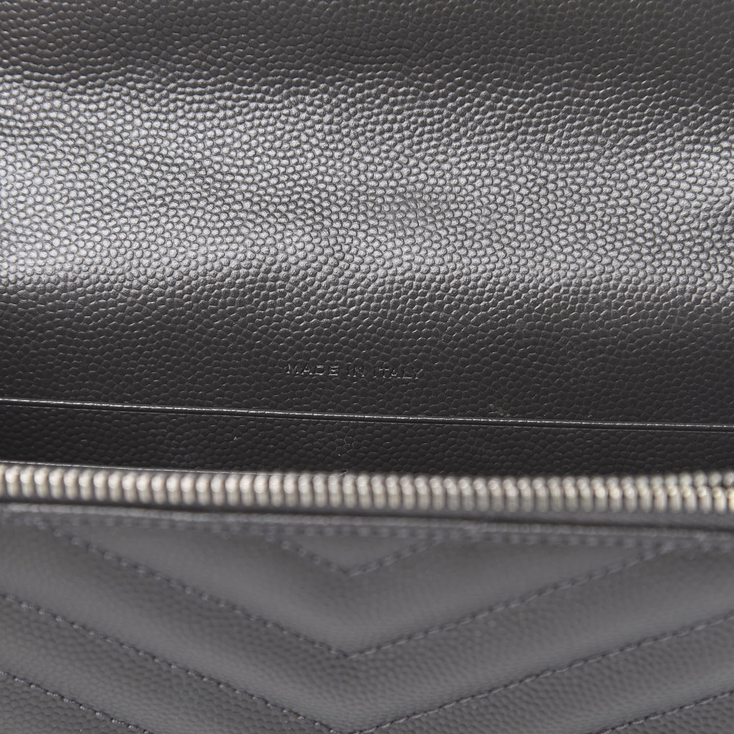 Saint Laurent Grain De Poudre Matelasse Chevron Monogram Envelope Chain Wallet Coal 7 of 11