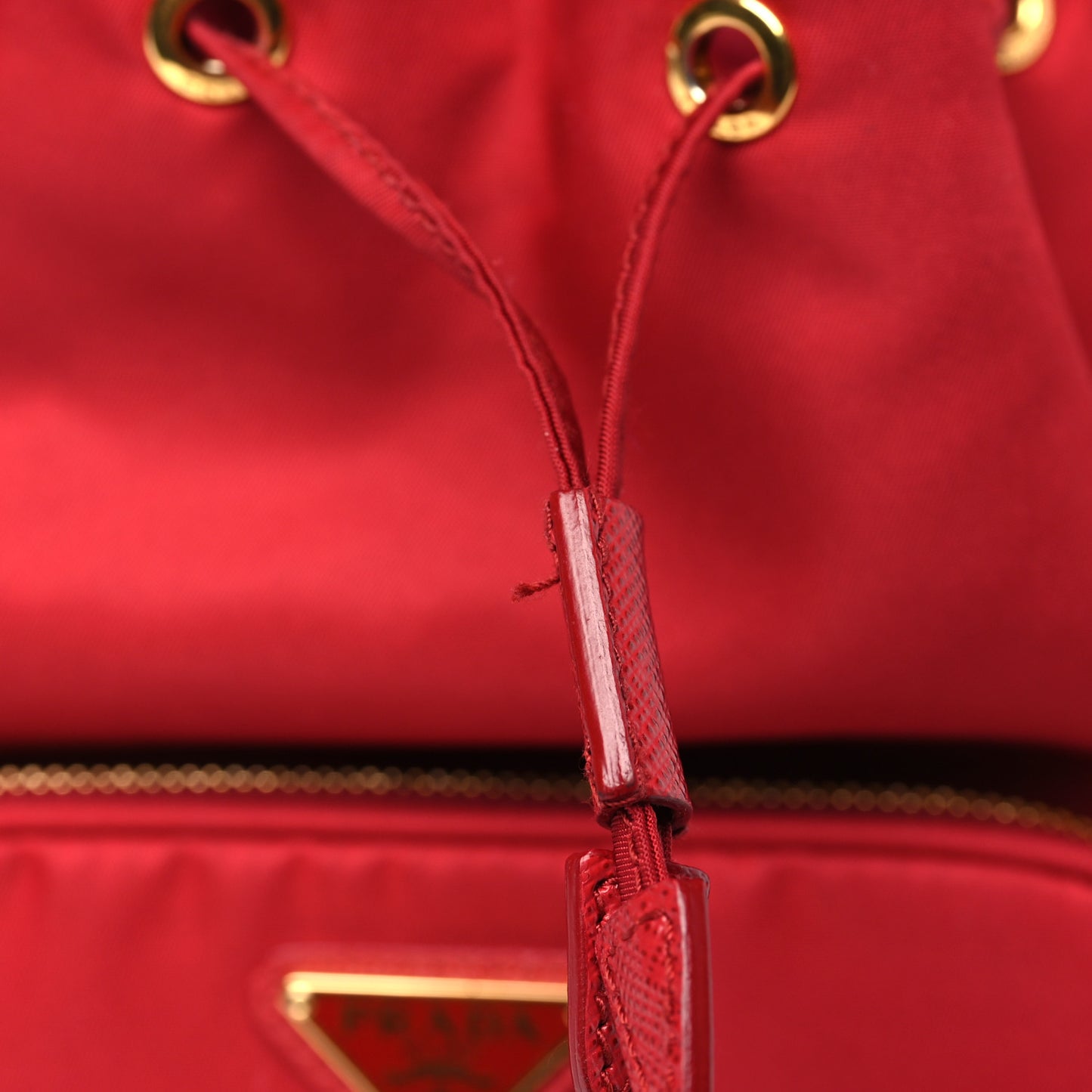 Nylon Vela Saffiano Mini Bucket Crossbody Bag Fuoco