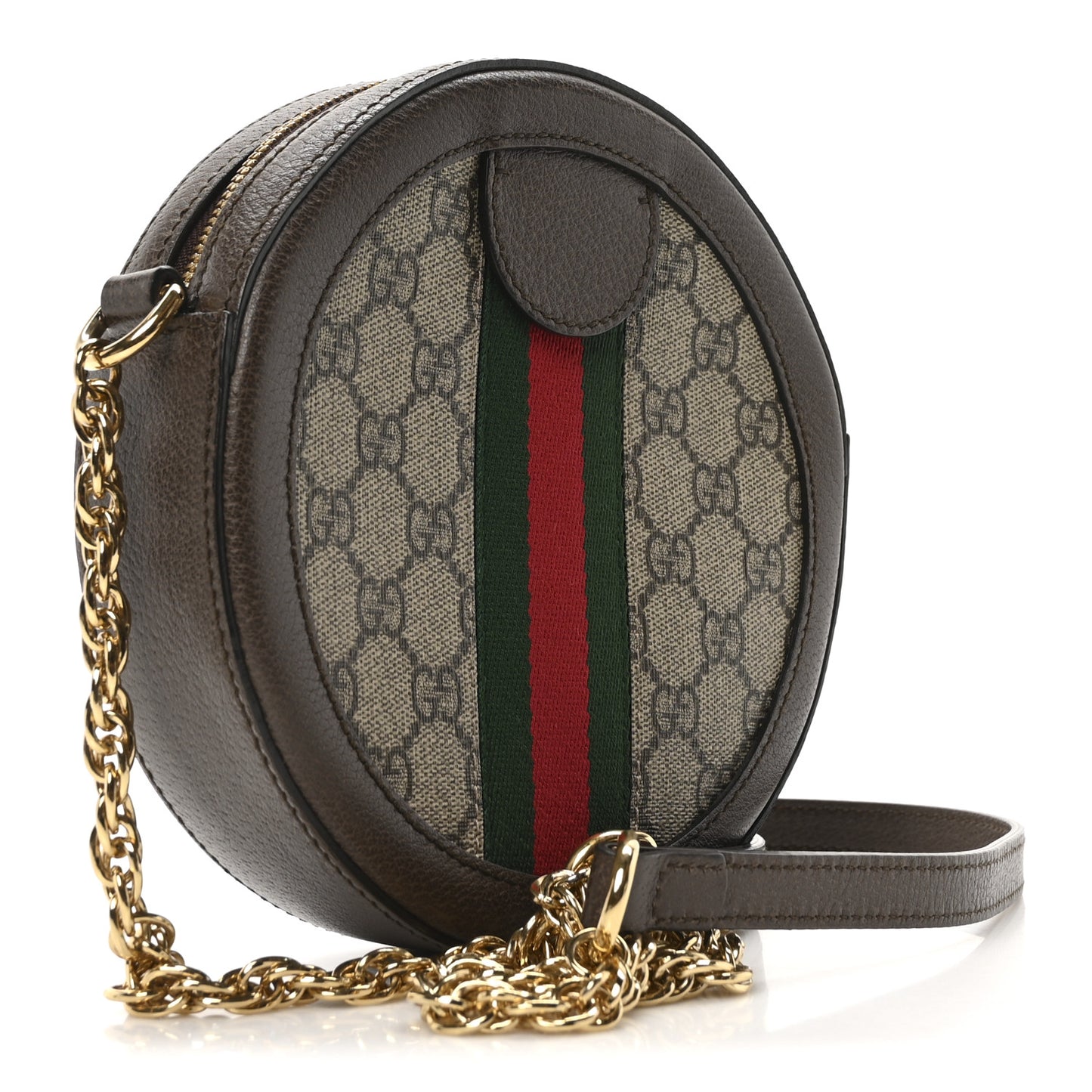 GG Supreme Monogram Web Mini Ophidia Round Shoulder Bag Brown
